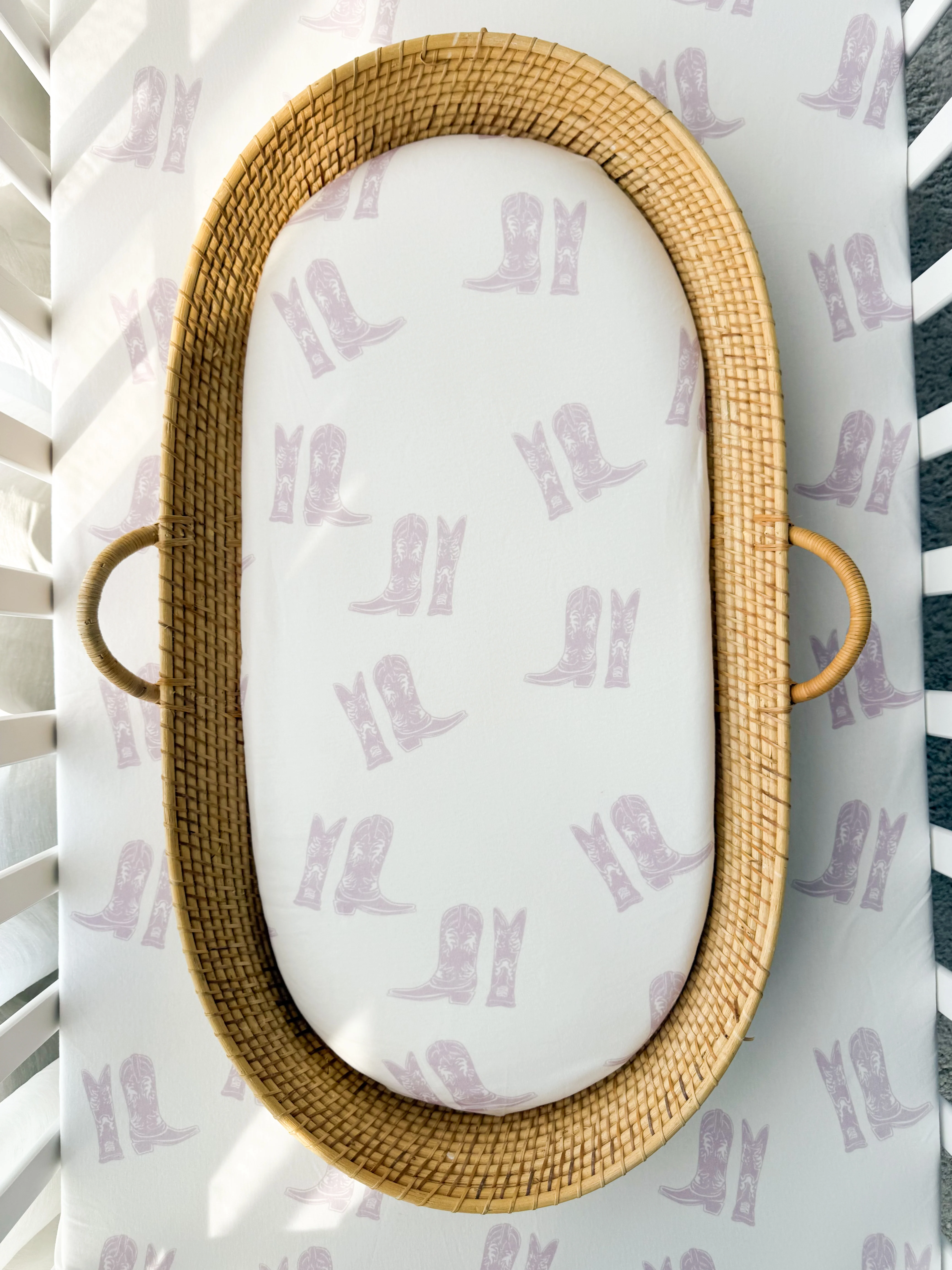 Bassinet Sheet | Lilac Cowgirl Boots