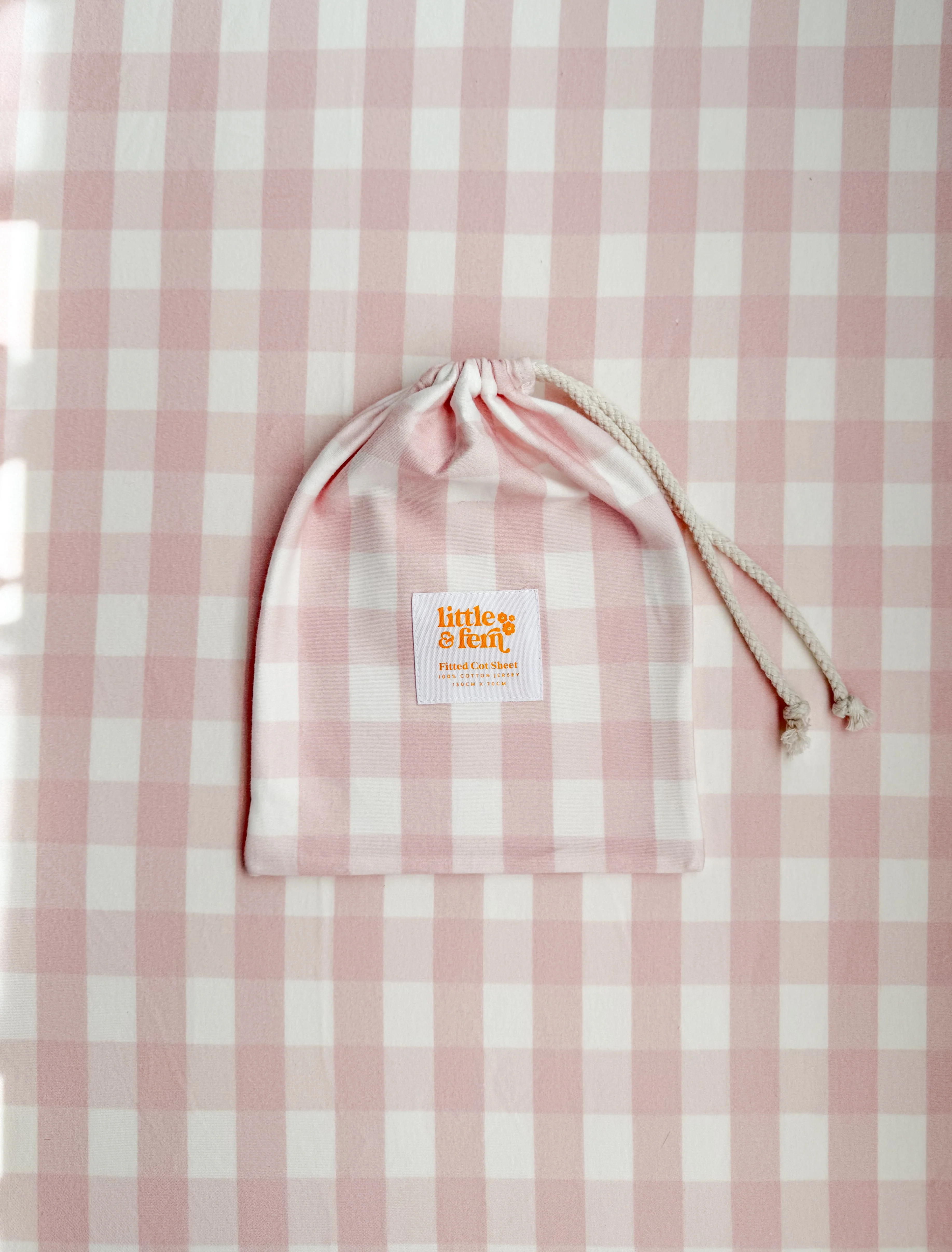 Cot Sheet | Pink Gingham