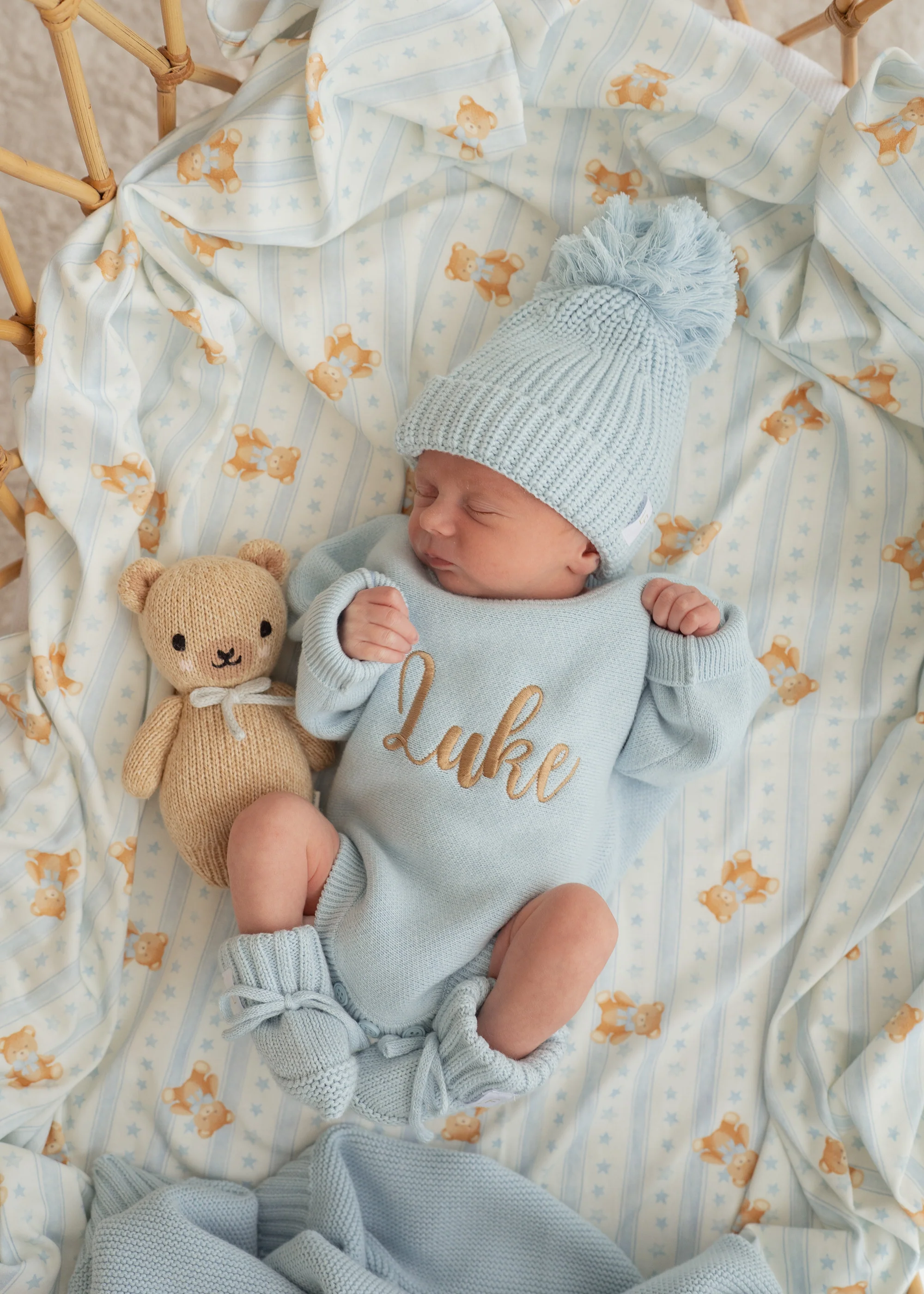 Flat Knit Romper | Sky Blue - Image 3