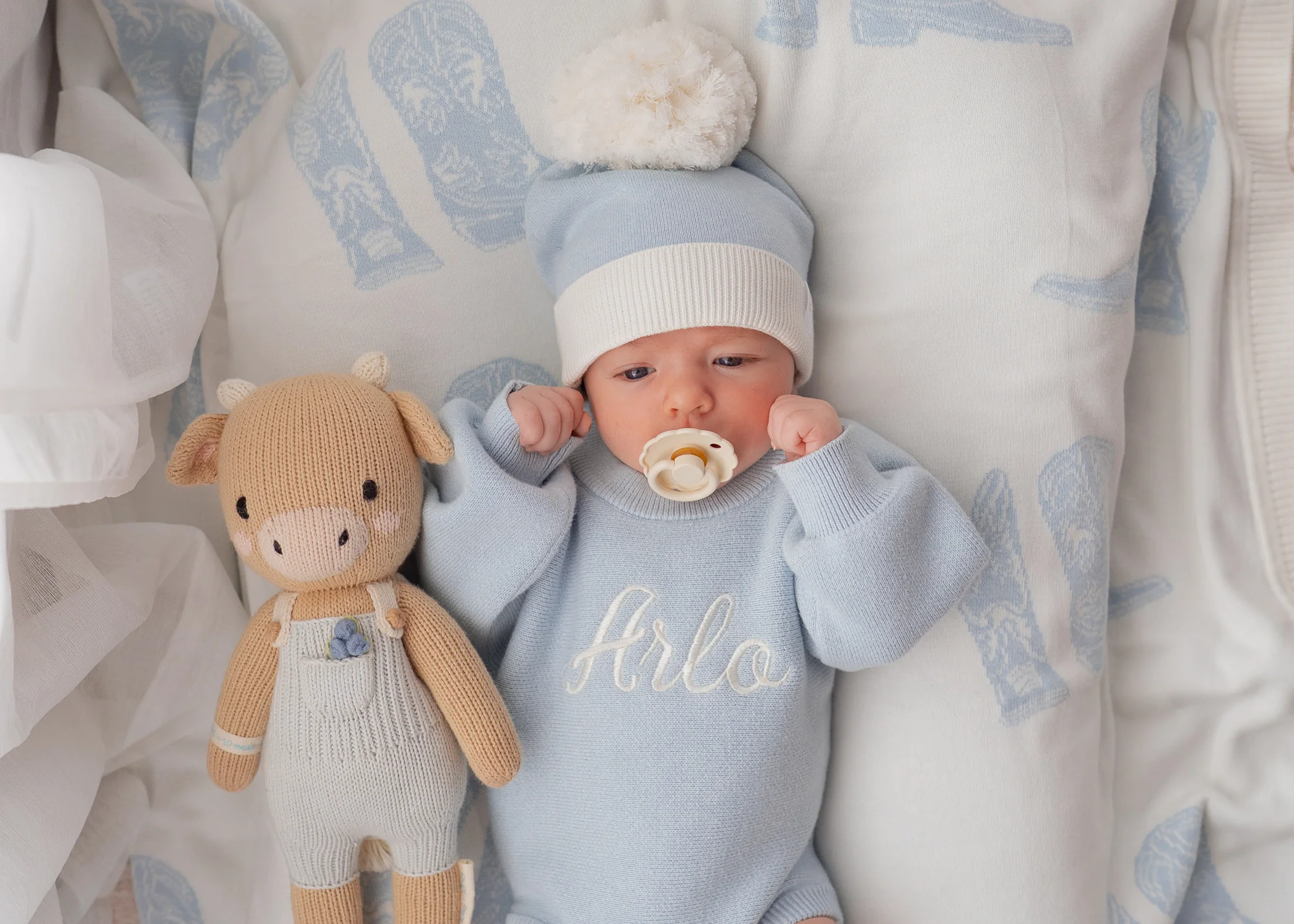 Flat Knit Romper | Sky Blue - Image 7