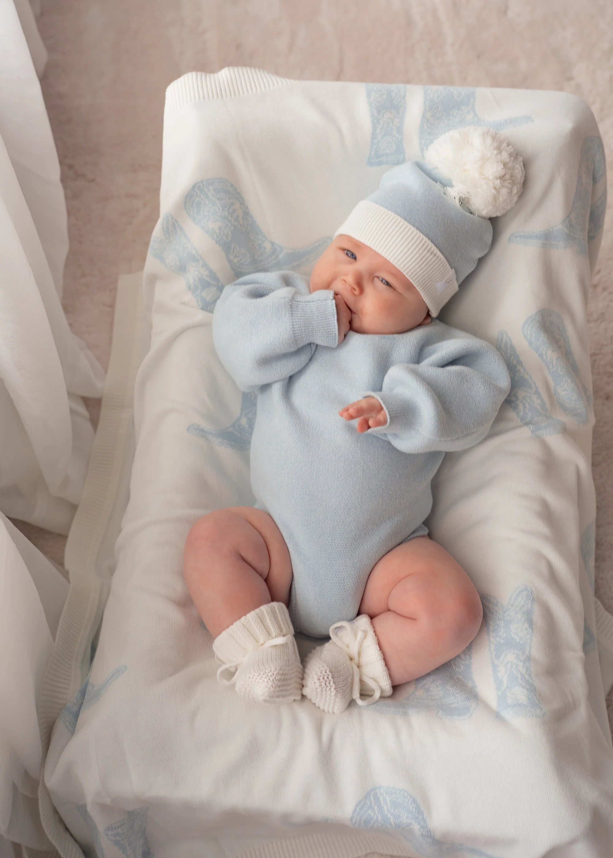 Flat Knit Romper | Sky Blue - Image 9