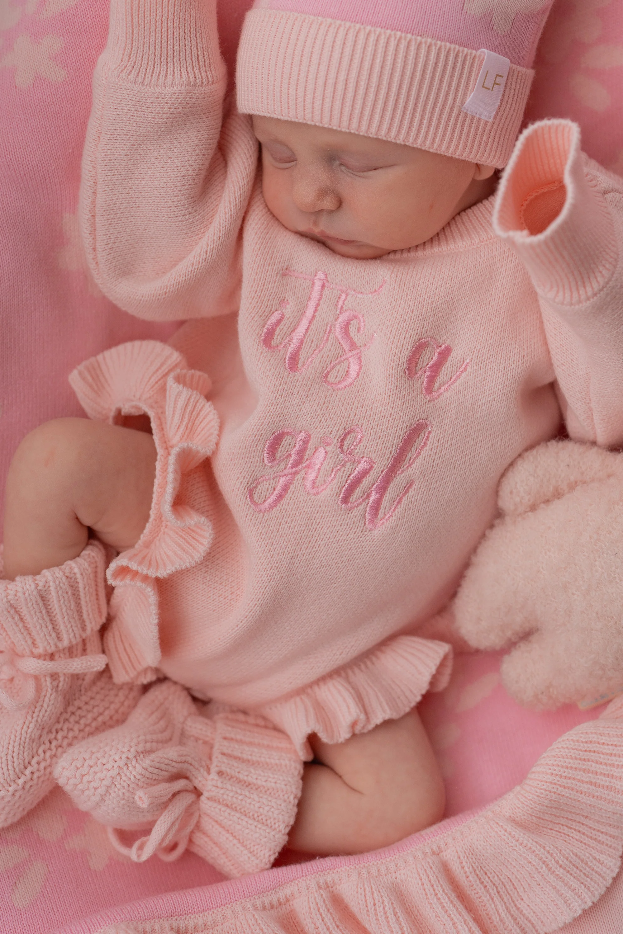 Frill Knit Romper | Baby Pink - Image 5