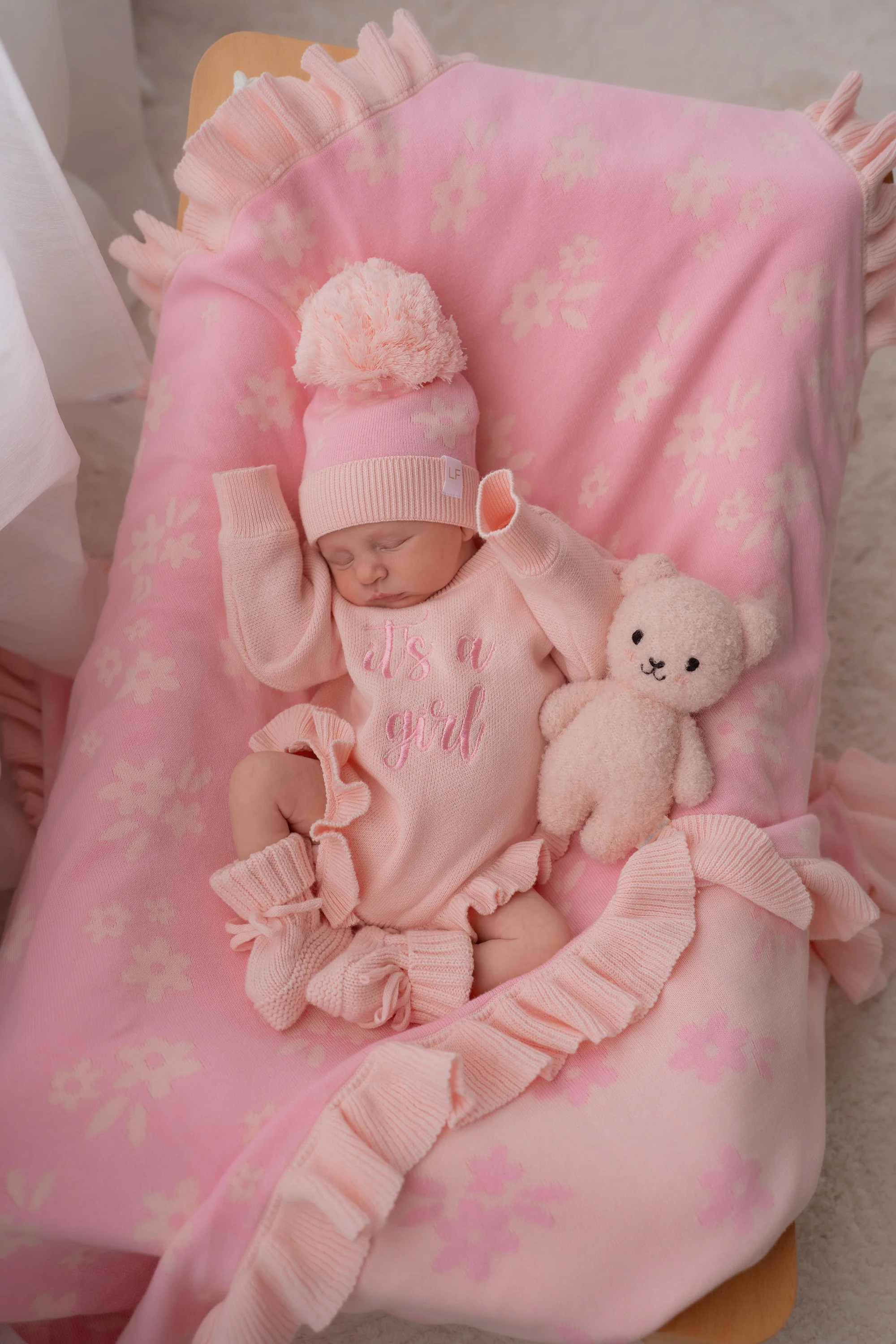 Frill Knit Romper | Baby Pink - Image 7
