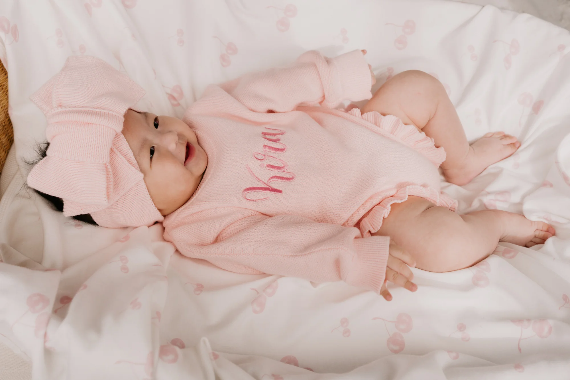 Frill Knit Romper | Baby Pink - Image 9