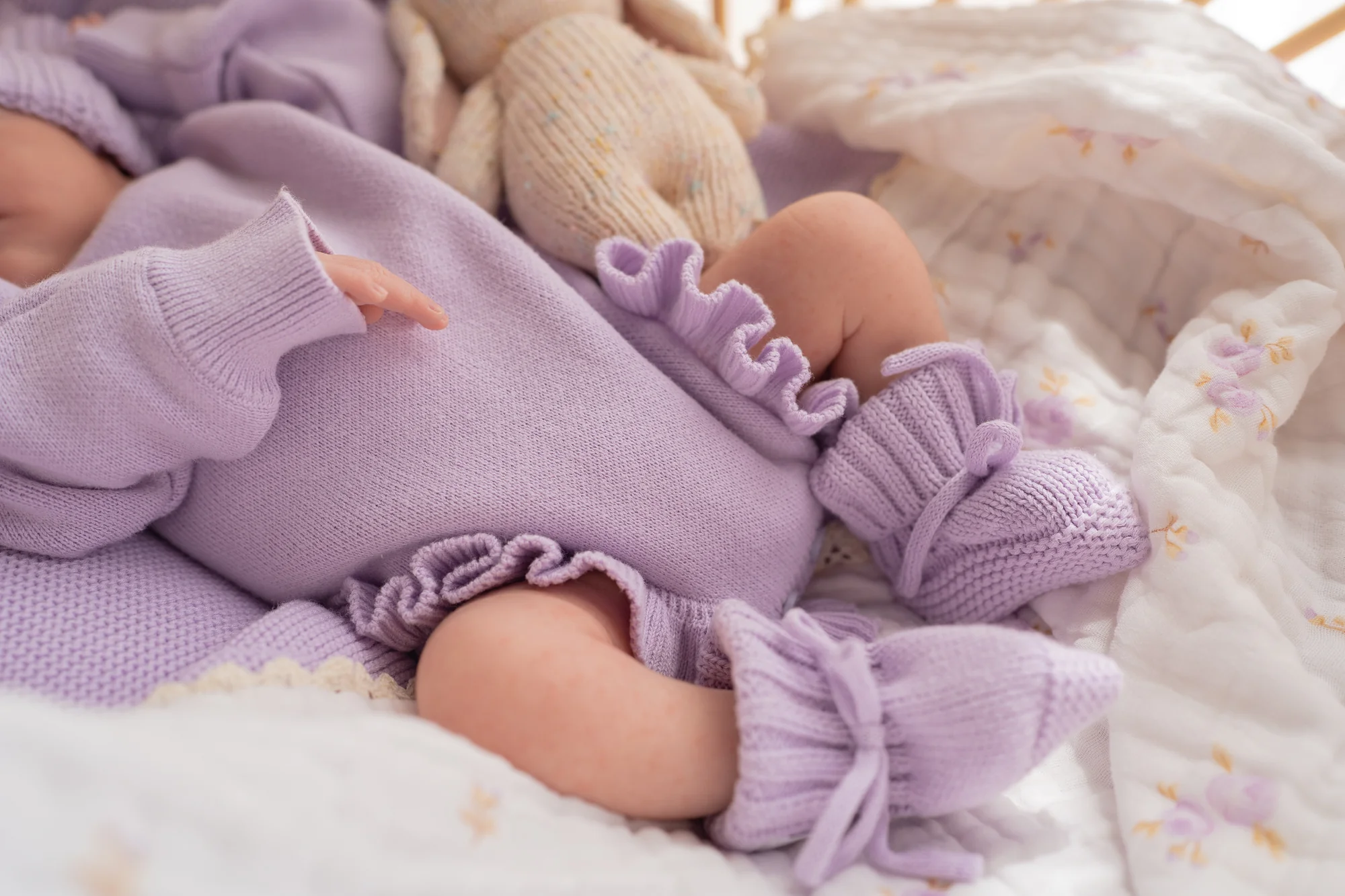 Frill Knit Romper | Pastel Lilac - Image 6