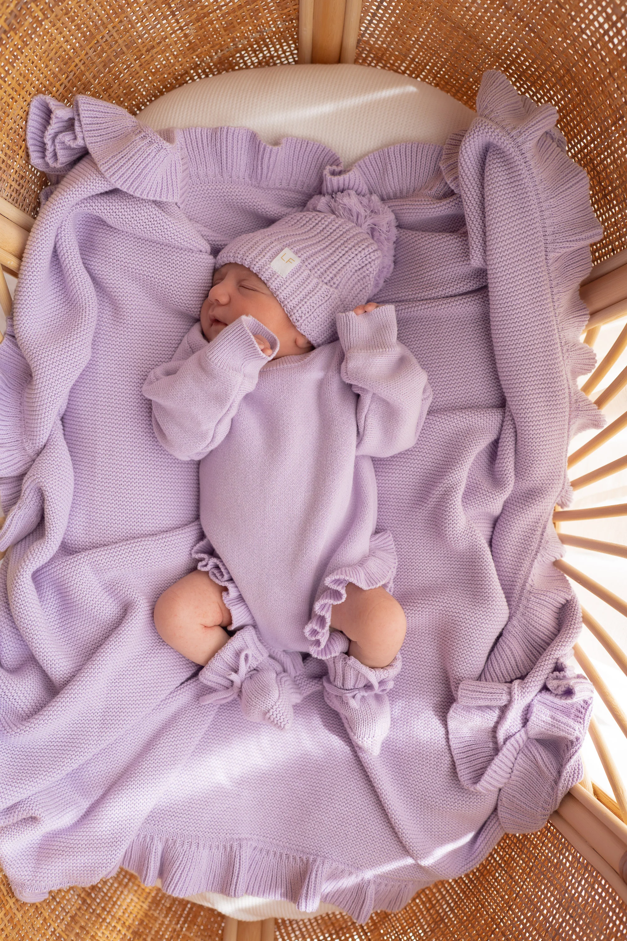 Frill Knit Romper | Pastel Lilac - Image 7