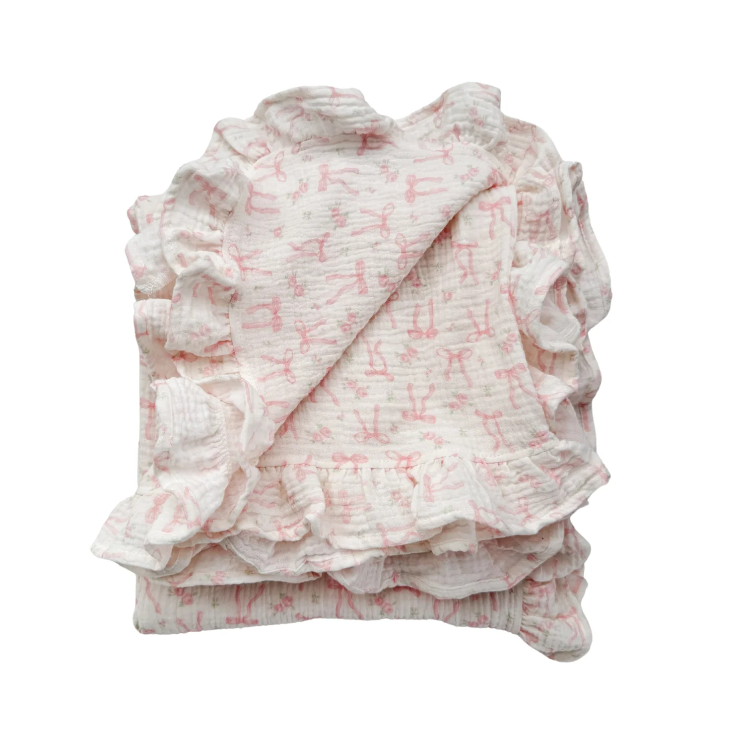 Frill Muslin Blanket | Bow Floral - Image 2