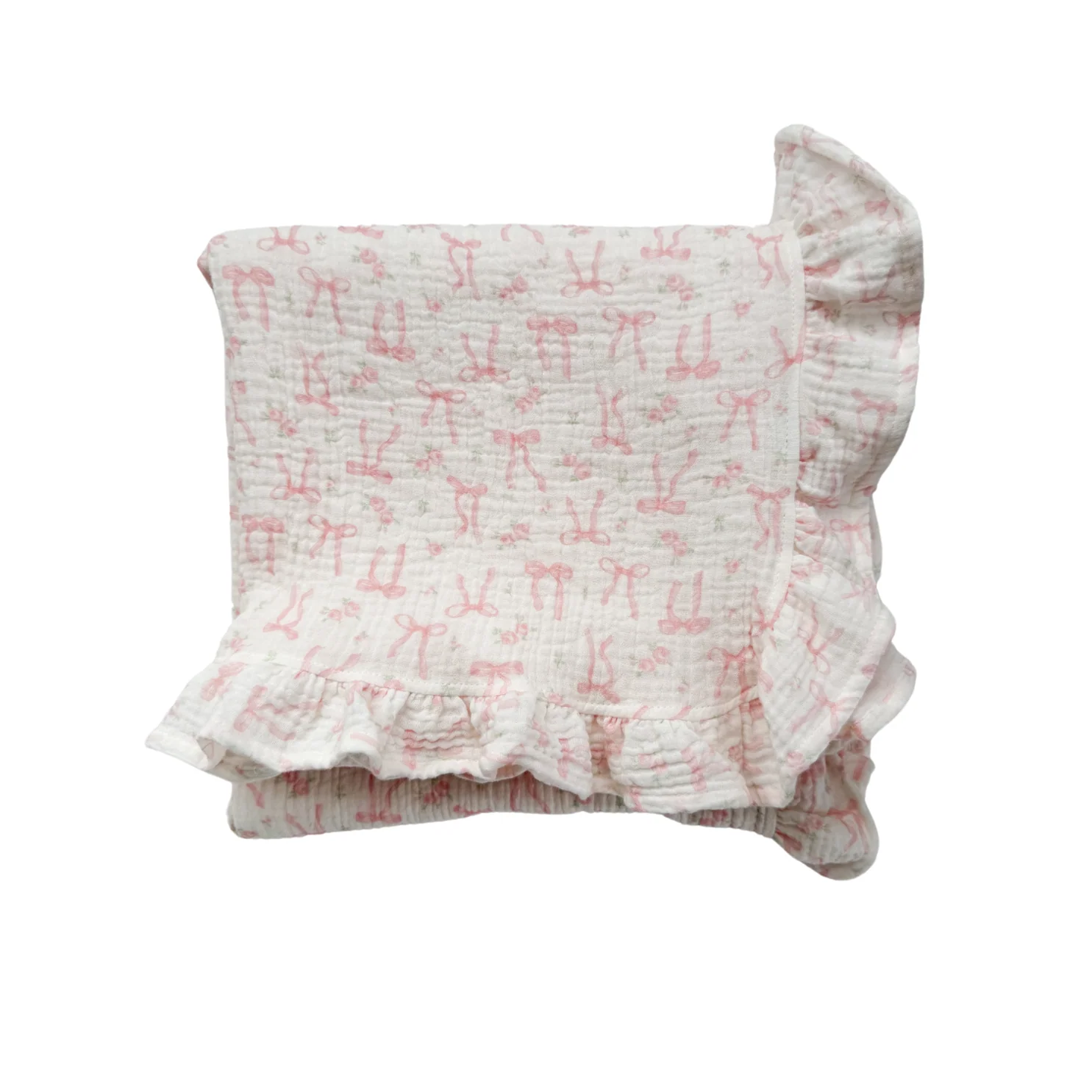 Frill Muslin Blanket | Bow Floral - Image 4
