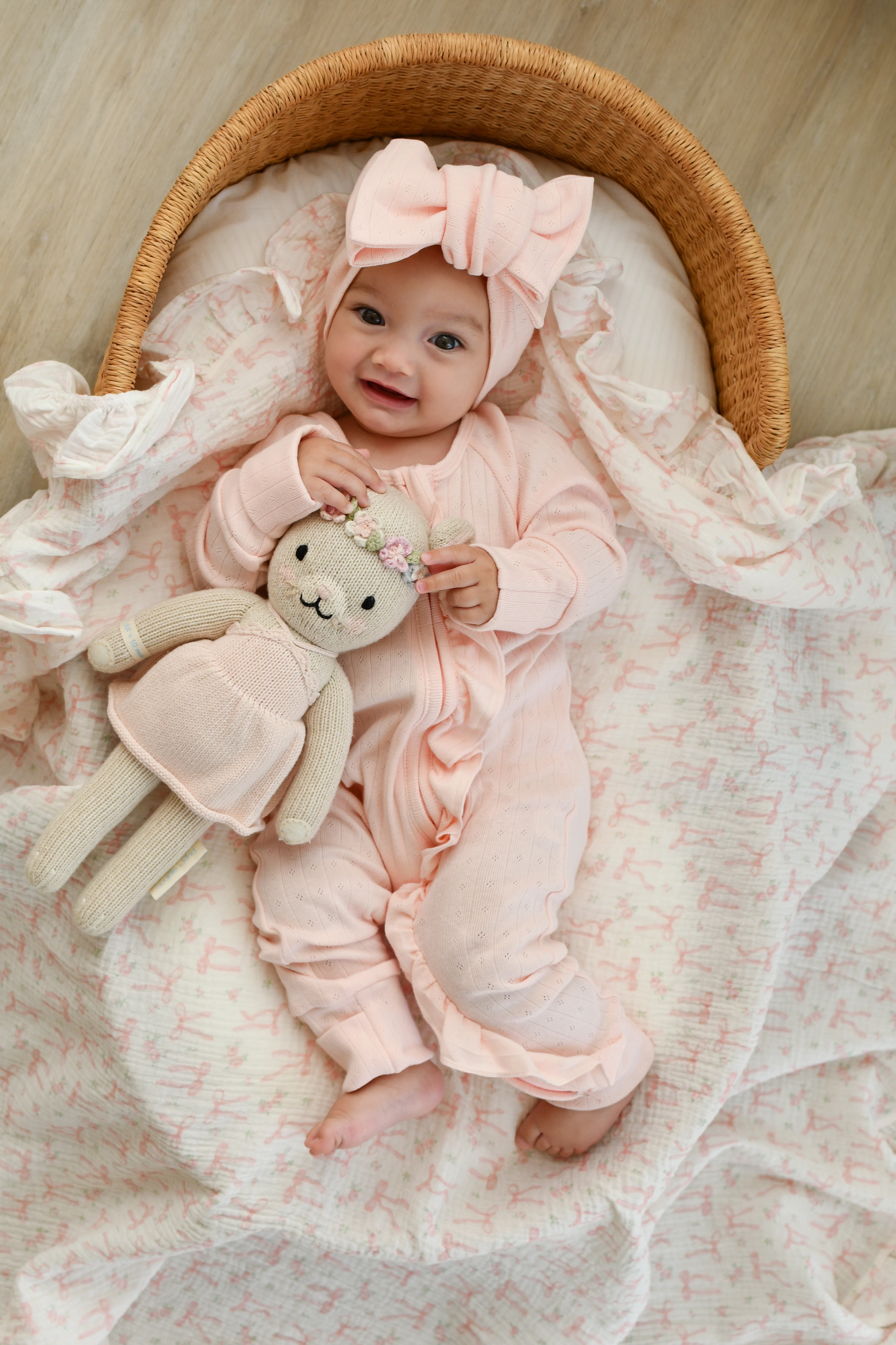 Frill Muslin Blanket | Bow Floral - Image 5