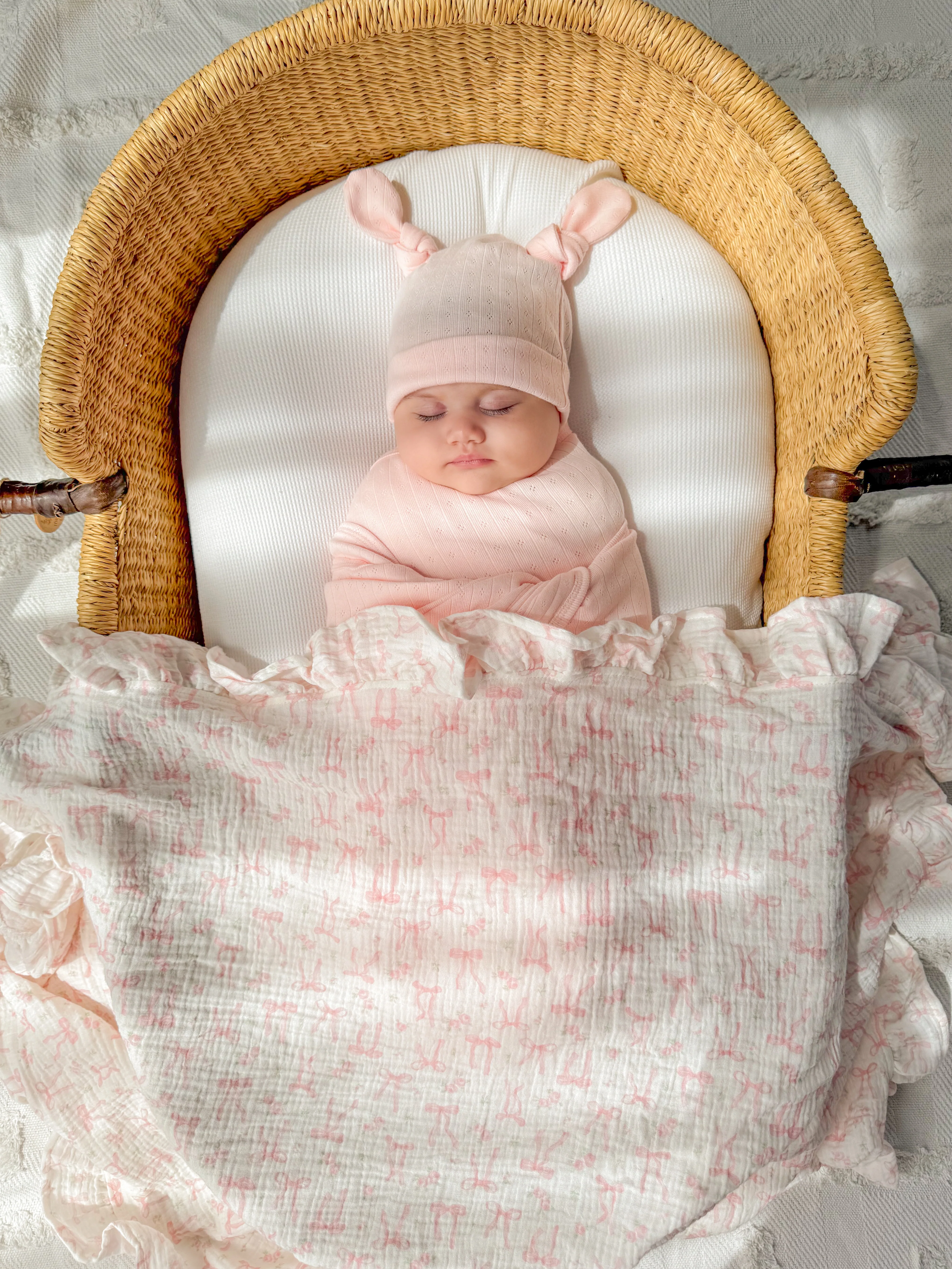 Frill Muslin Blanket | Bow Floral - Image 7