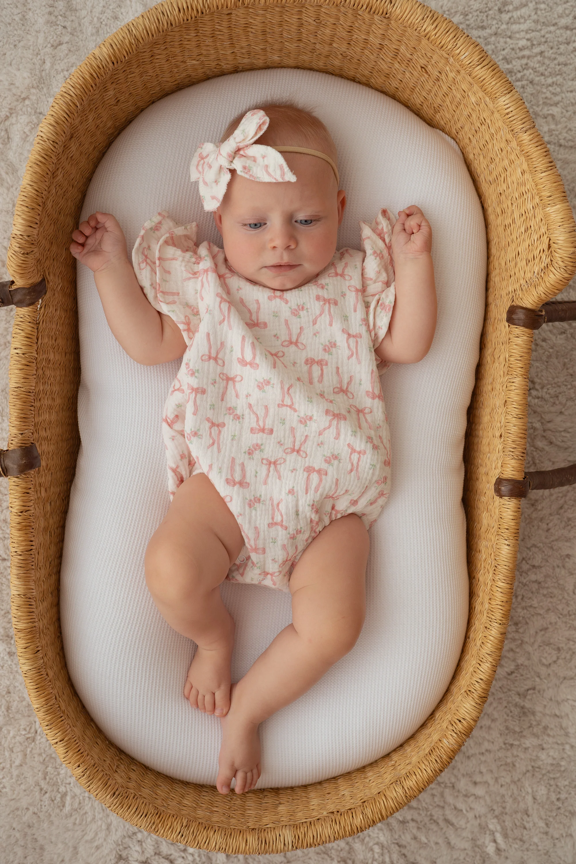 Frill Muslin Romper | Pink Bow Floral - Image 3