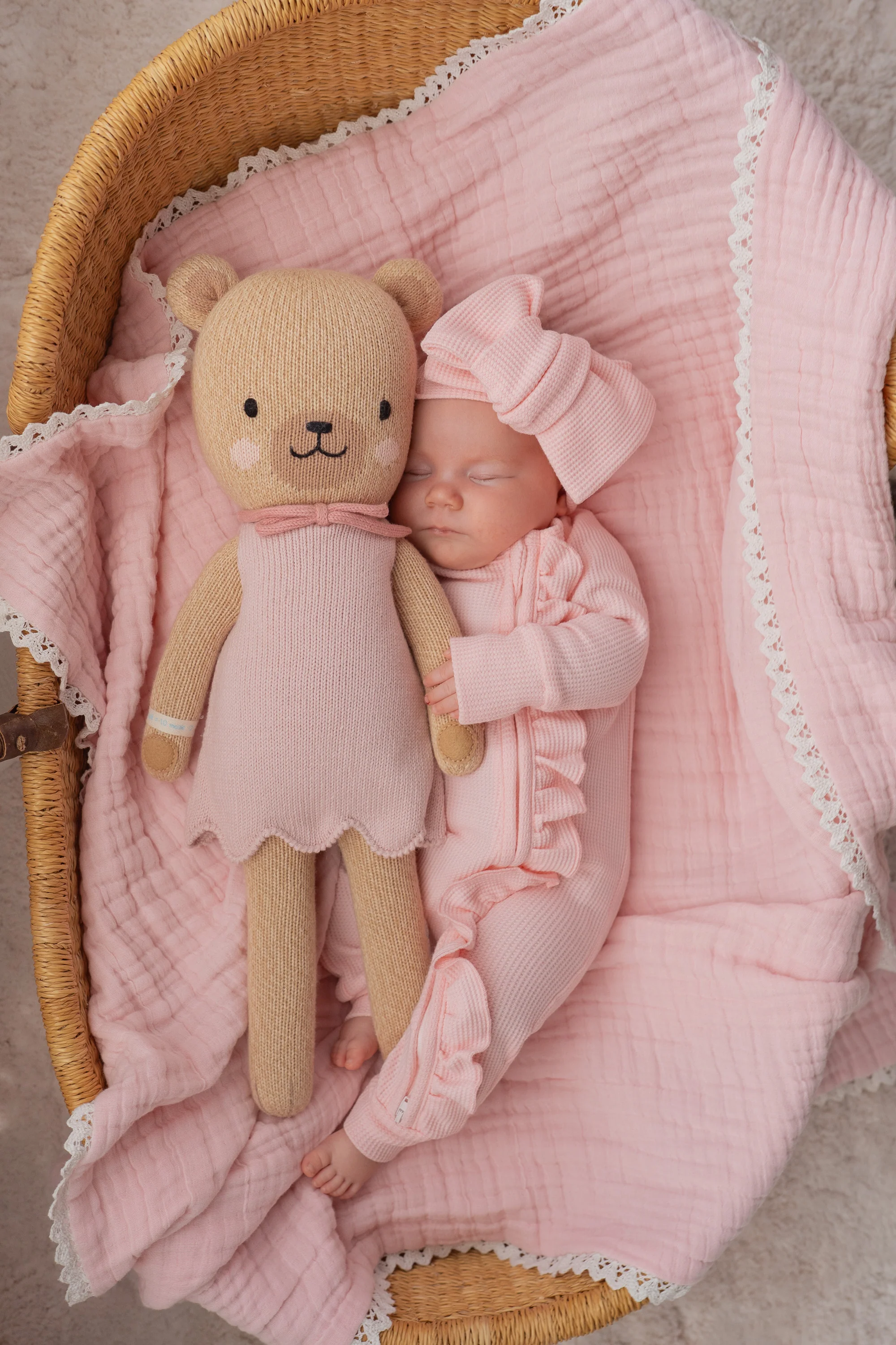 Frill Zip Romper | Baby Pink Waffle - Image 3