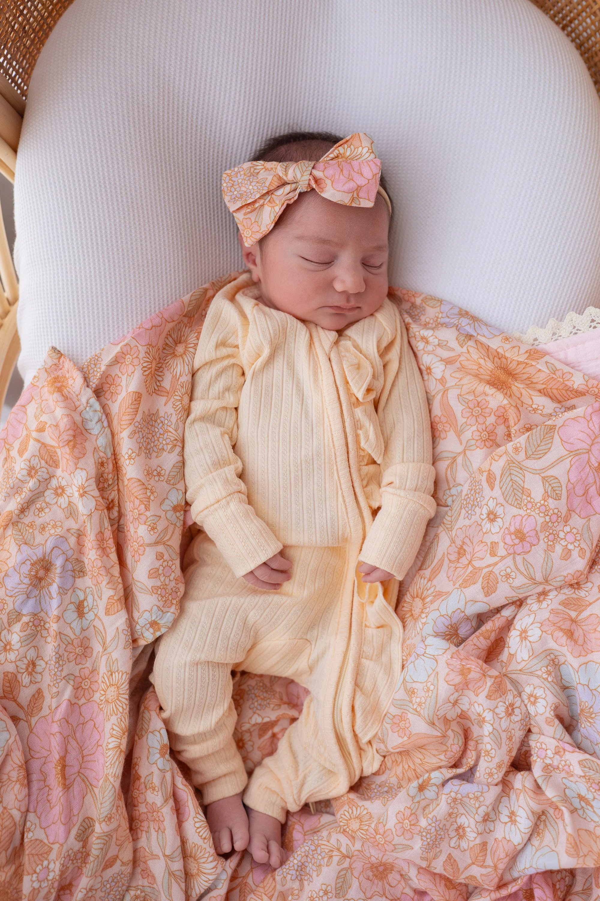 Frill Zip Romper | Pastel Lemon Rib Pointelle - Image 3