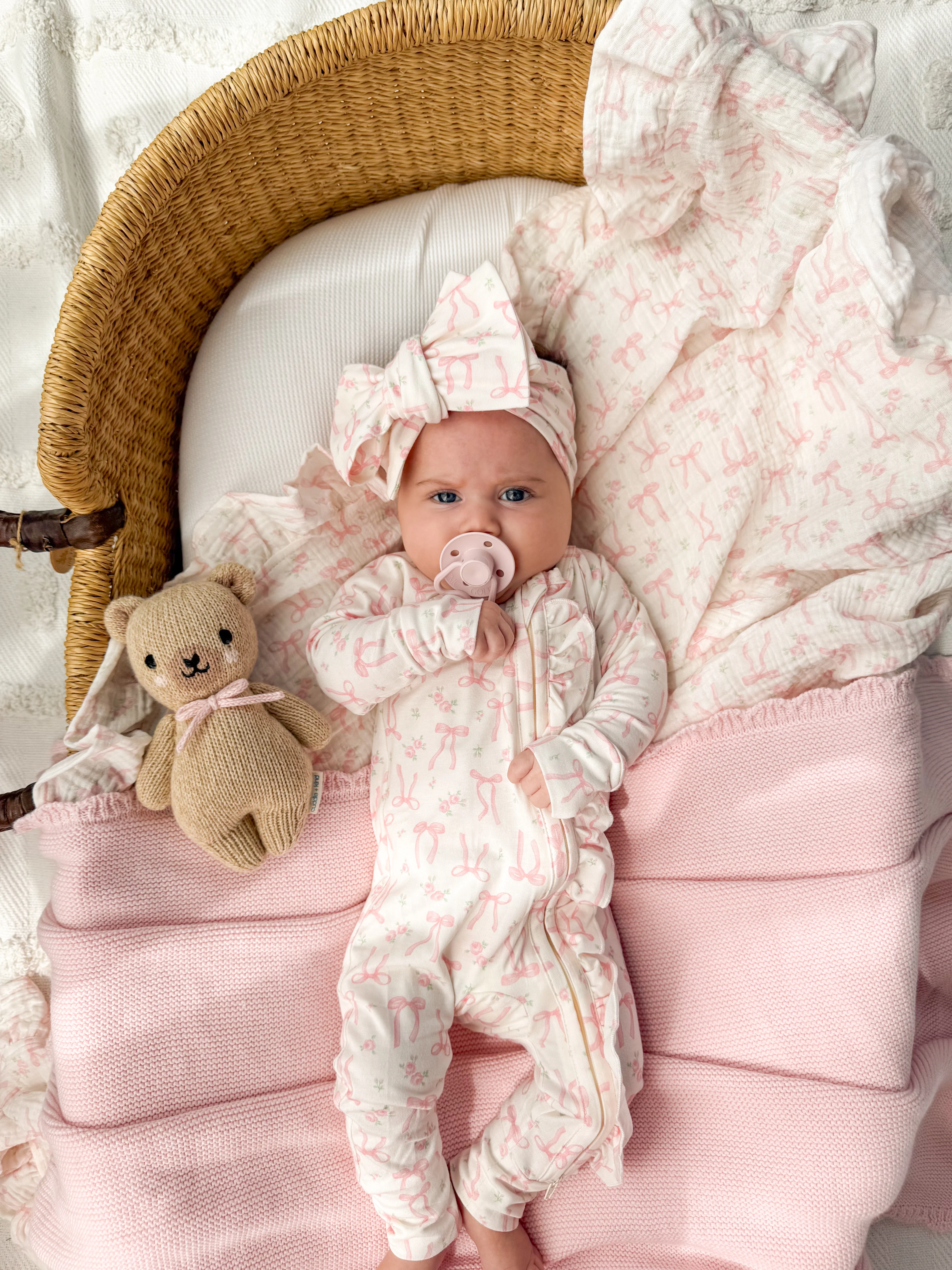 Frill Zip Romper | Pink Bow Floral - Image 3