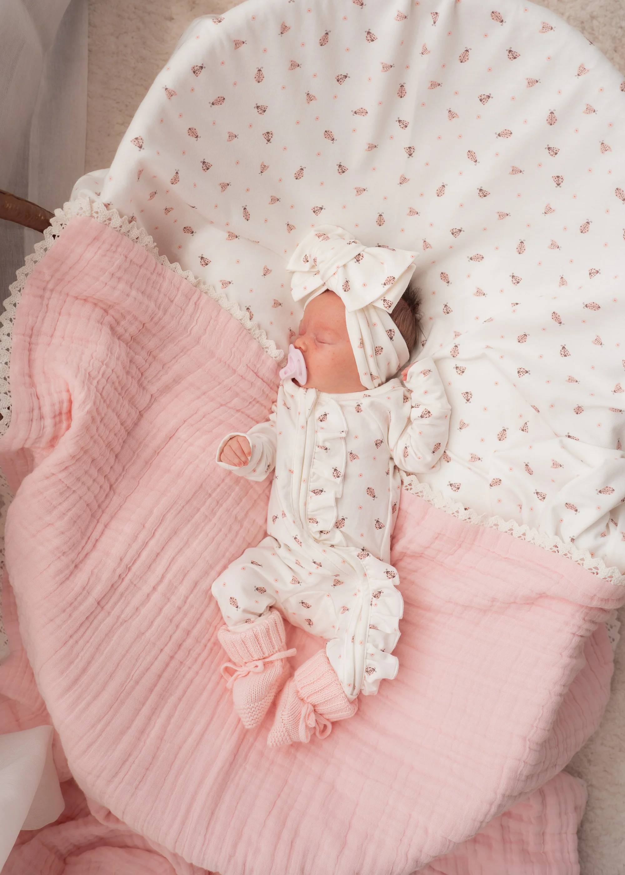 Frill Zip Romper | Pink Ladybug - Image 10