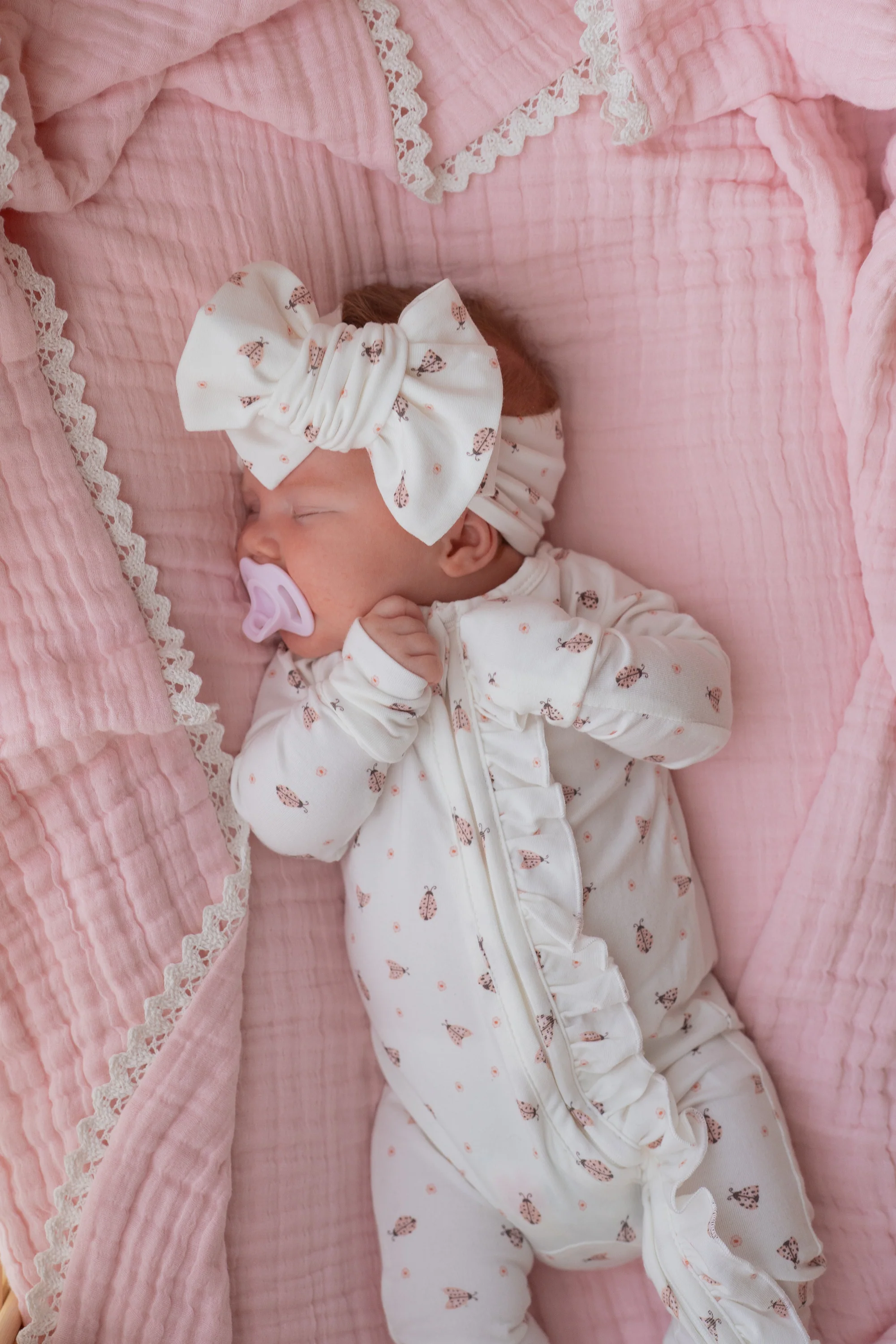 Frill Zip Romper | Pink Ladybug - Image 11