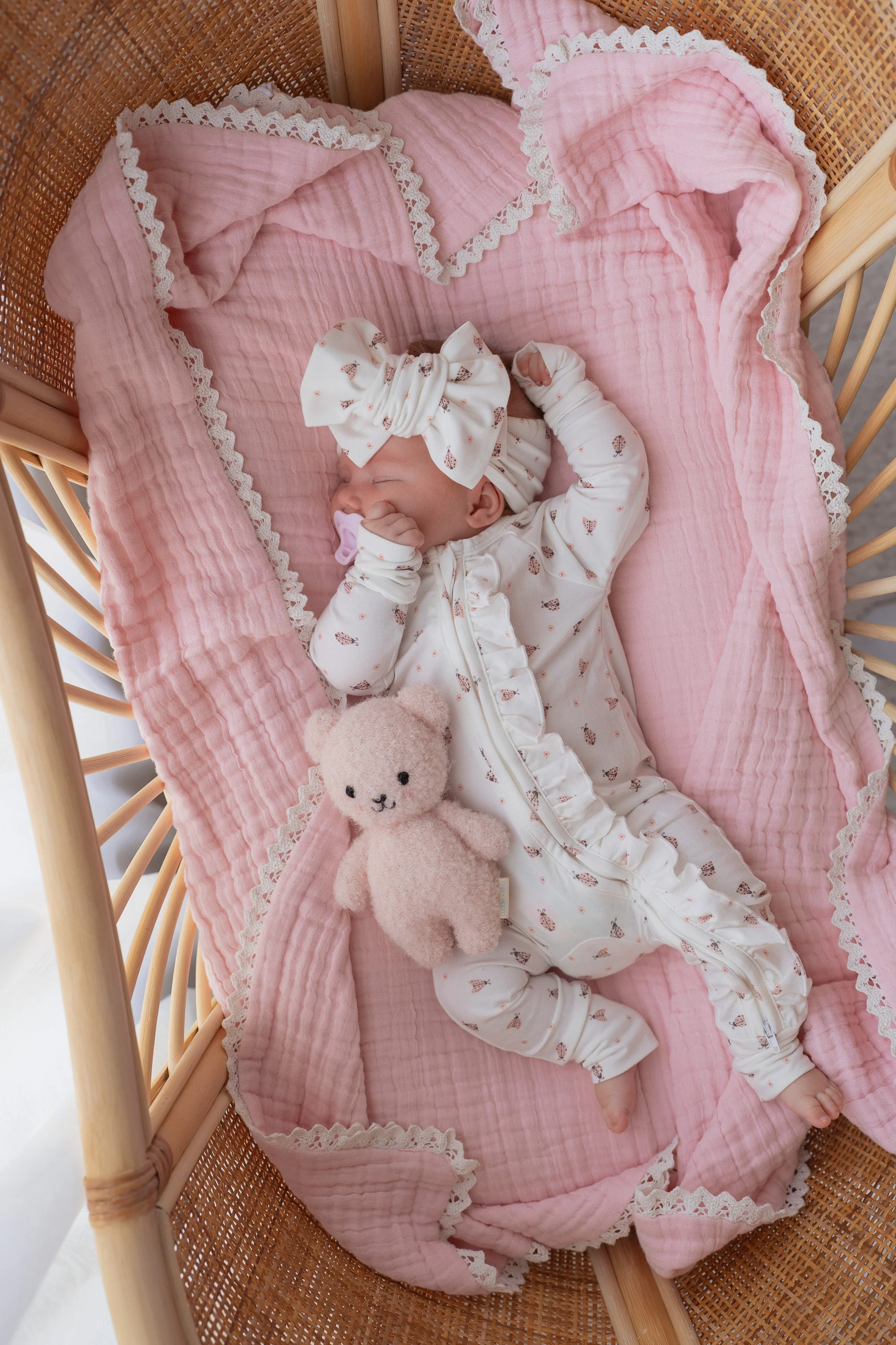 Frill Zip Romper | Pink Ladybug - Image 12