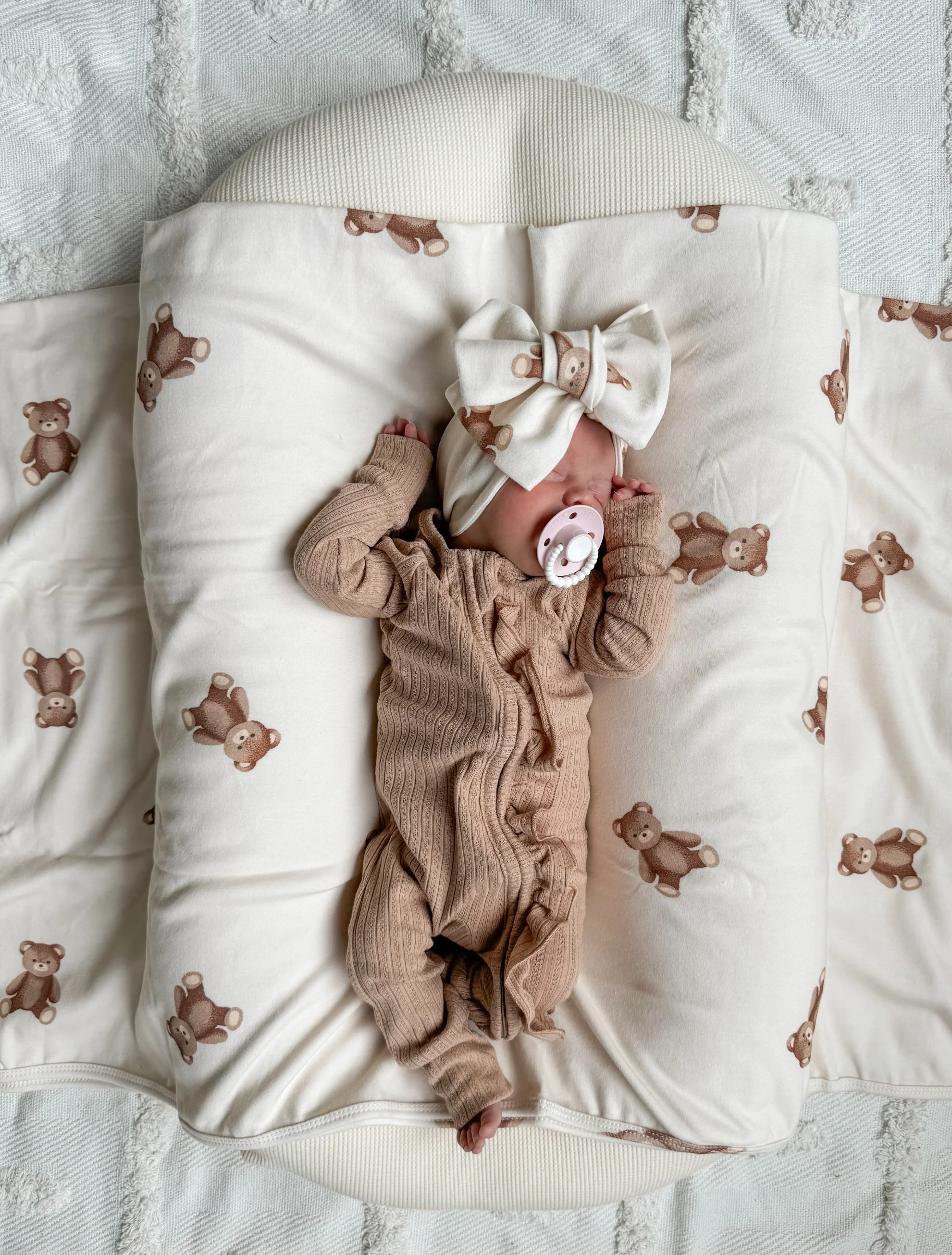 Frill Zip Romper | Teddy Rib Pointelle - Image 4