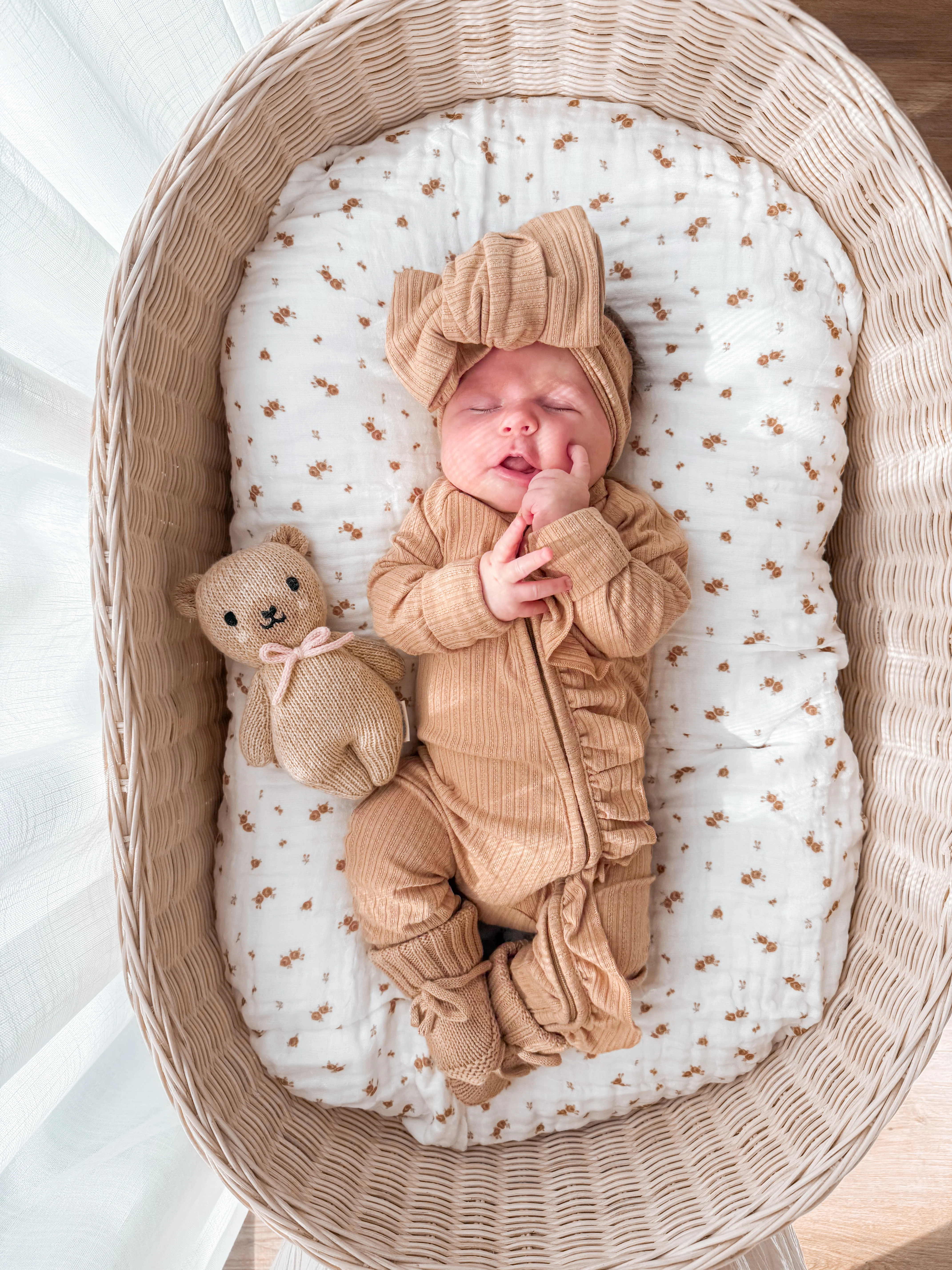 Frill Zip Romper | Teddy Rib Pointelle - Image 9