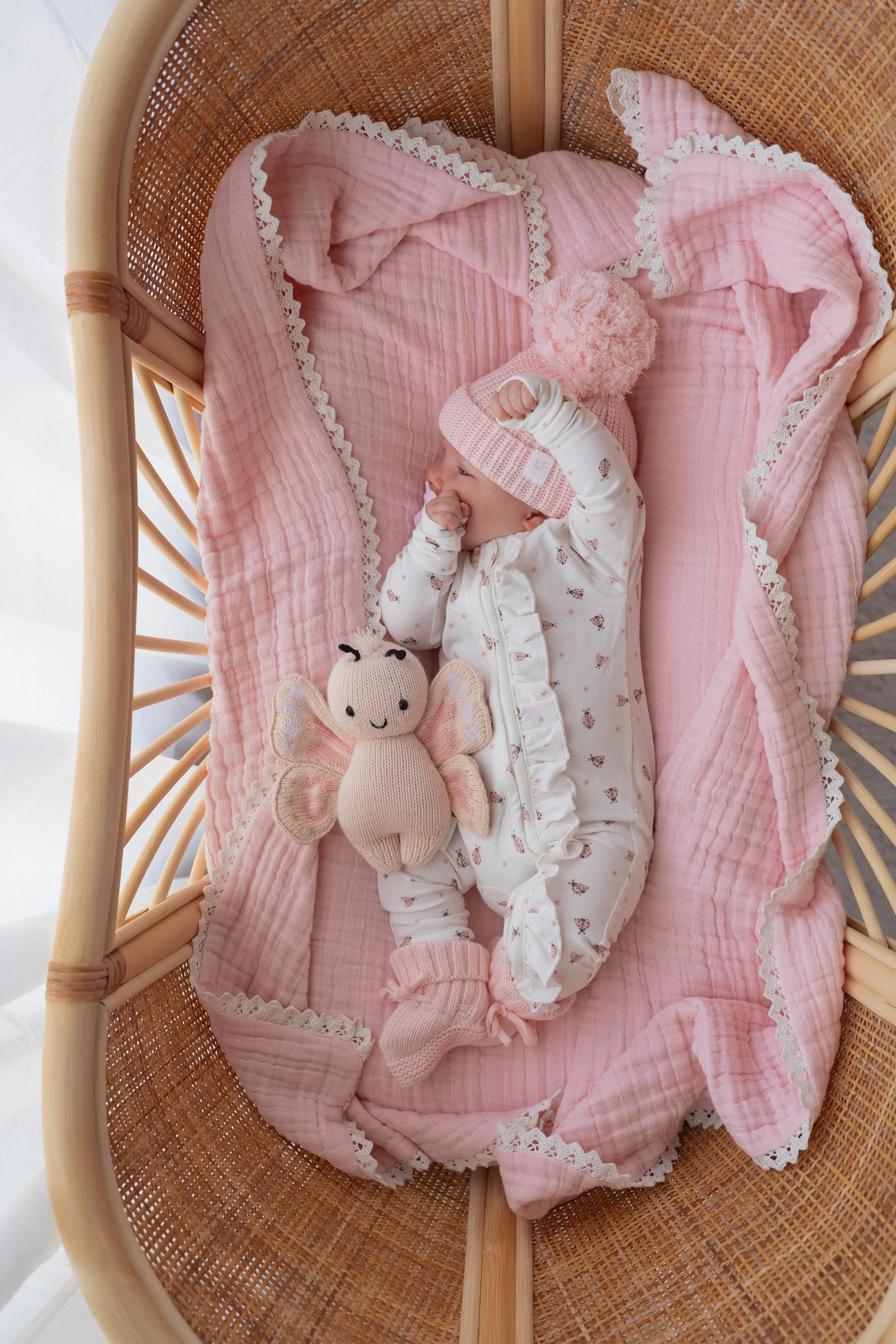 Gauze Lace Blanket | Baby Pink - Image 7