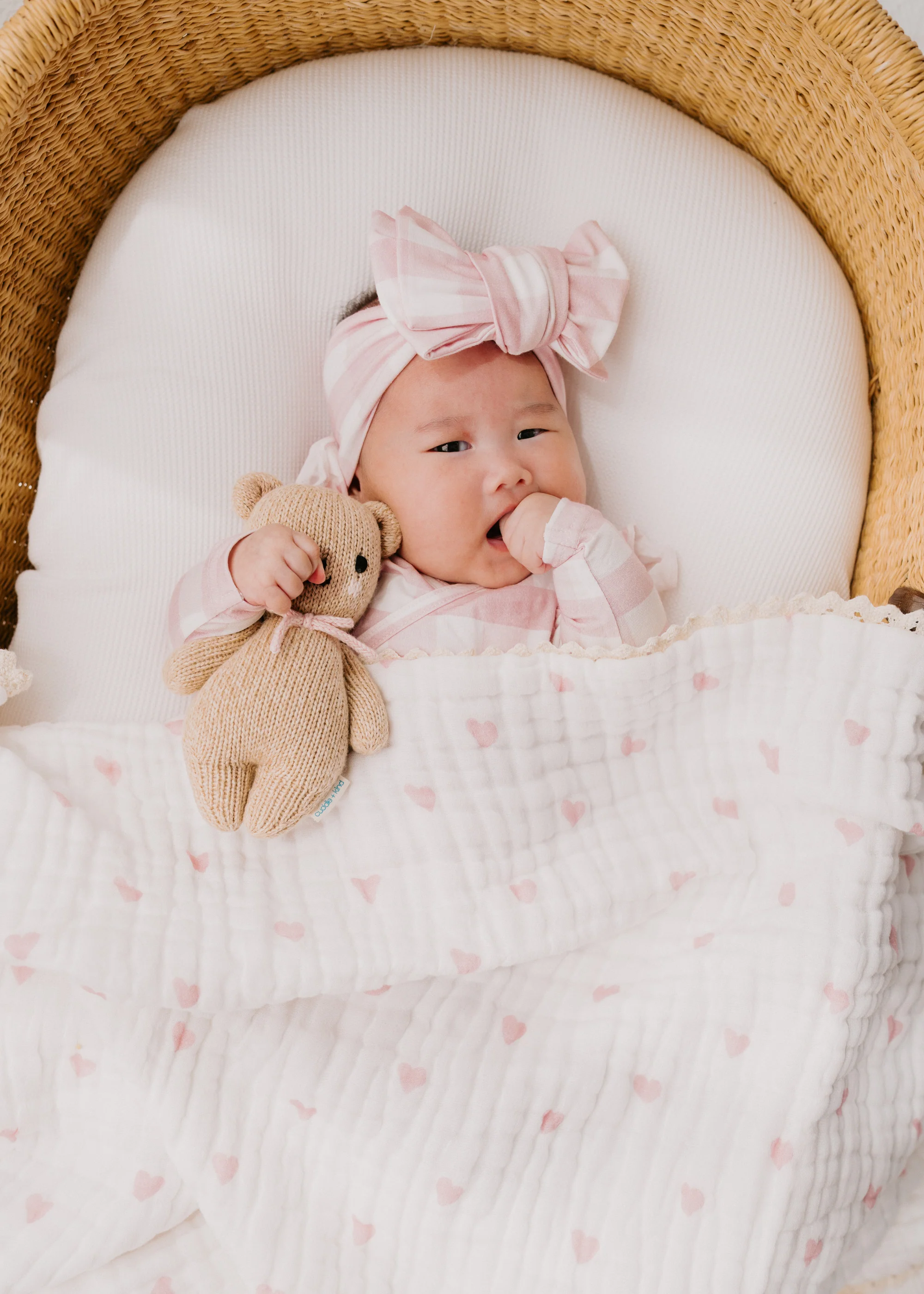 Gauze Lace Blanket | Pink Hearts - Image 3