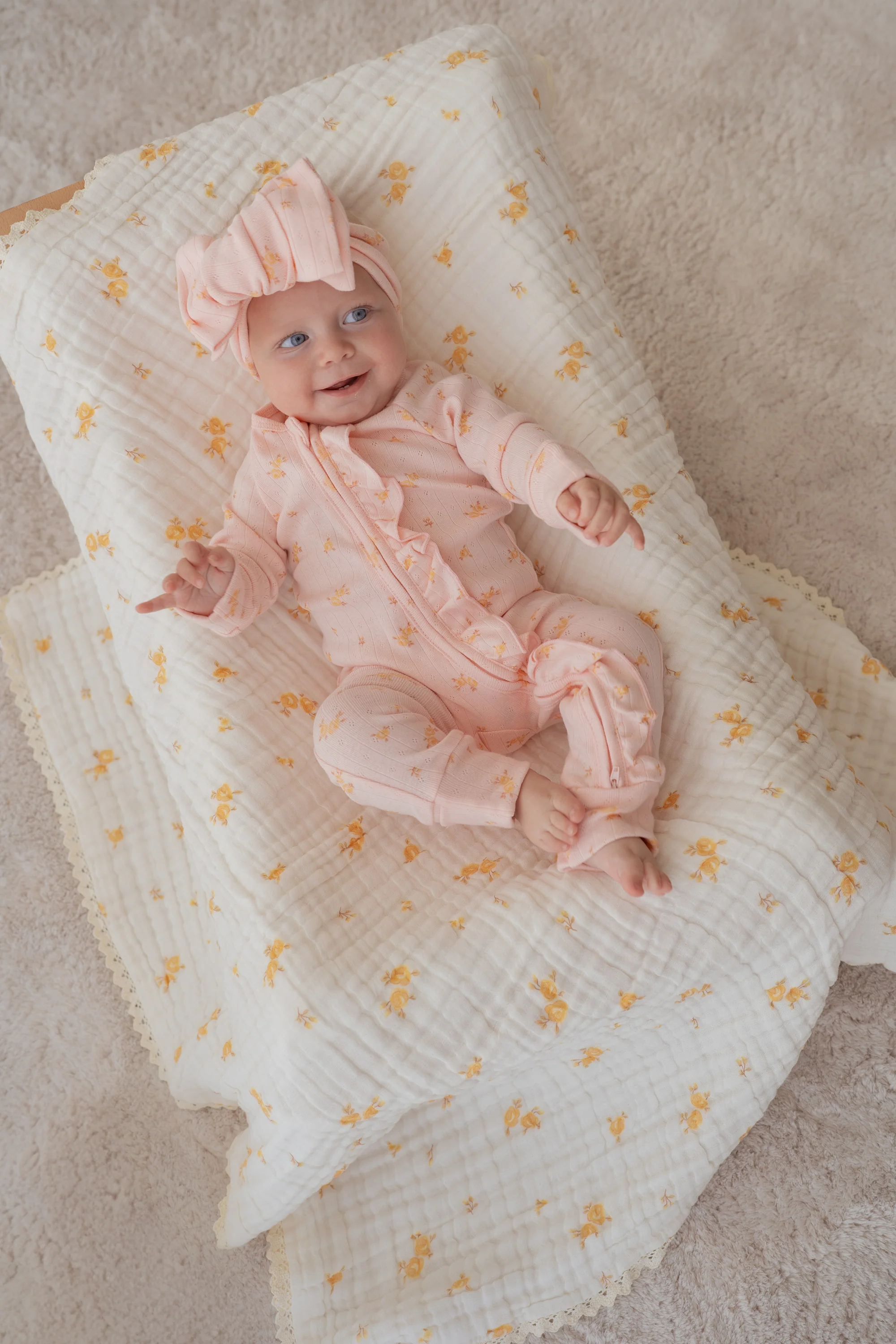 Gauze Lace Blanket | Yellow Tiny Floral - Image 5