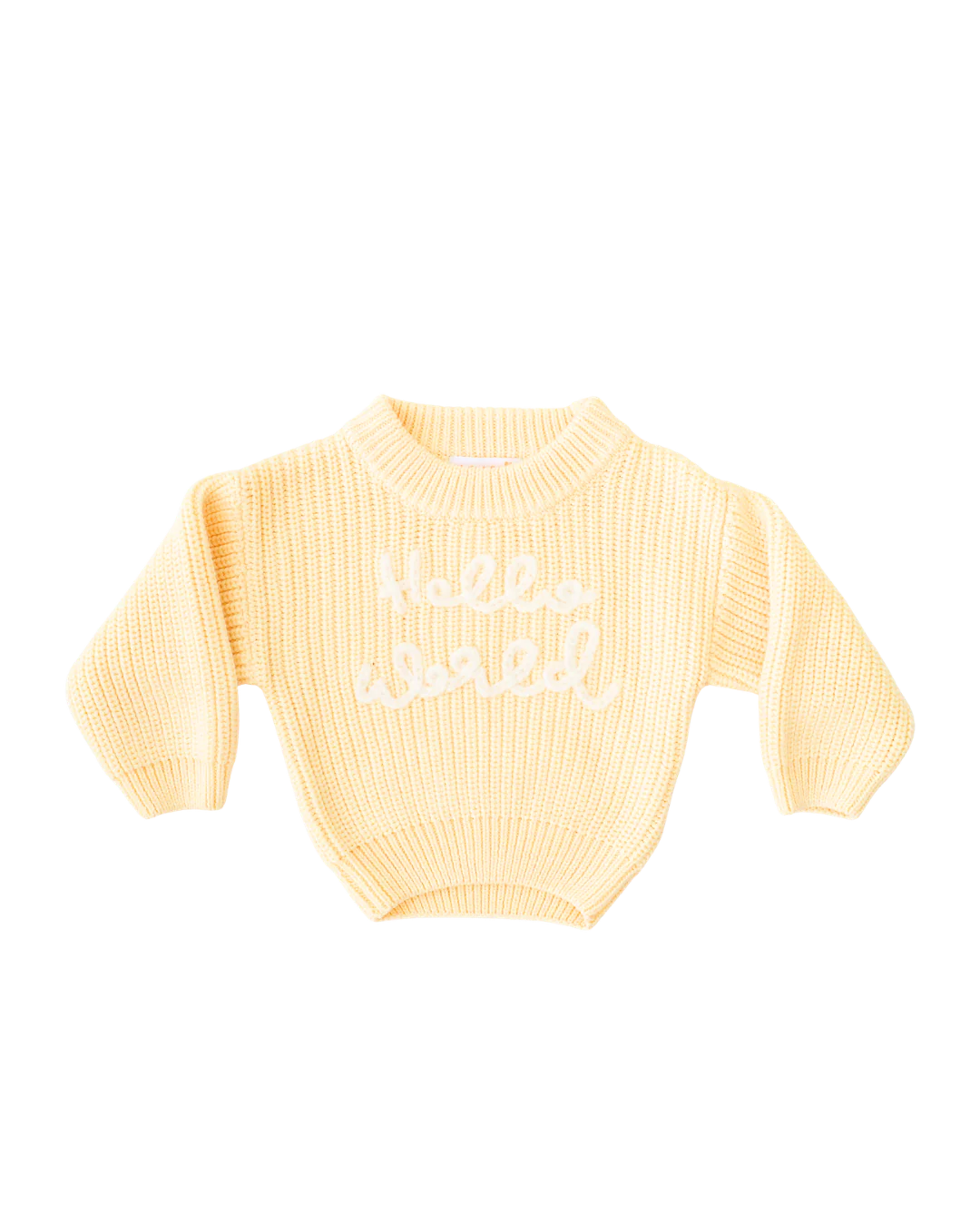 'Hello World' Chunky Knit Jumper | Lemon - Image 4