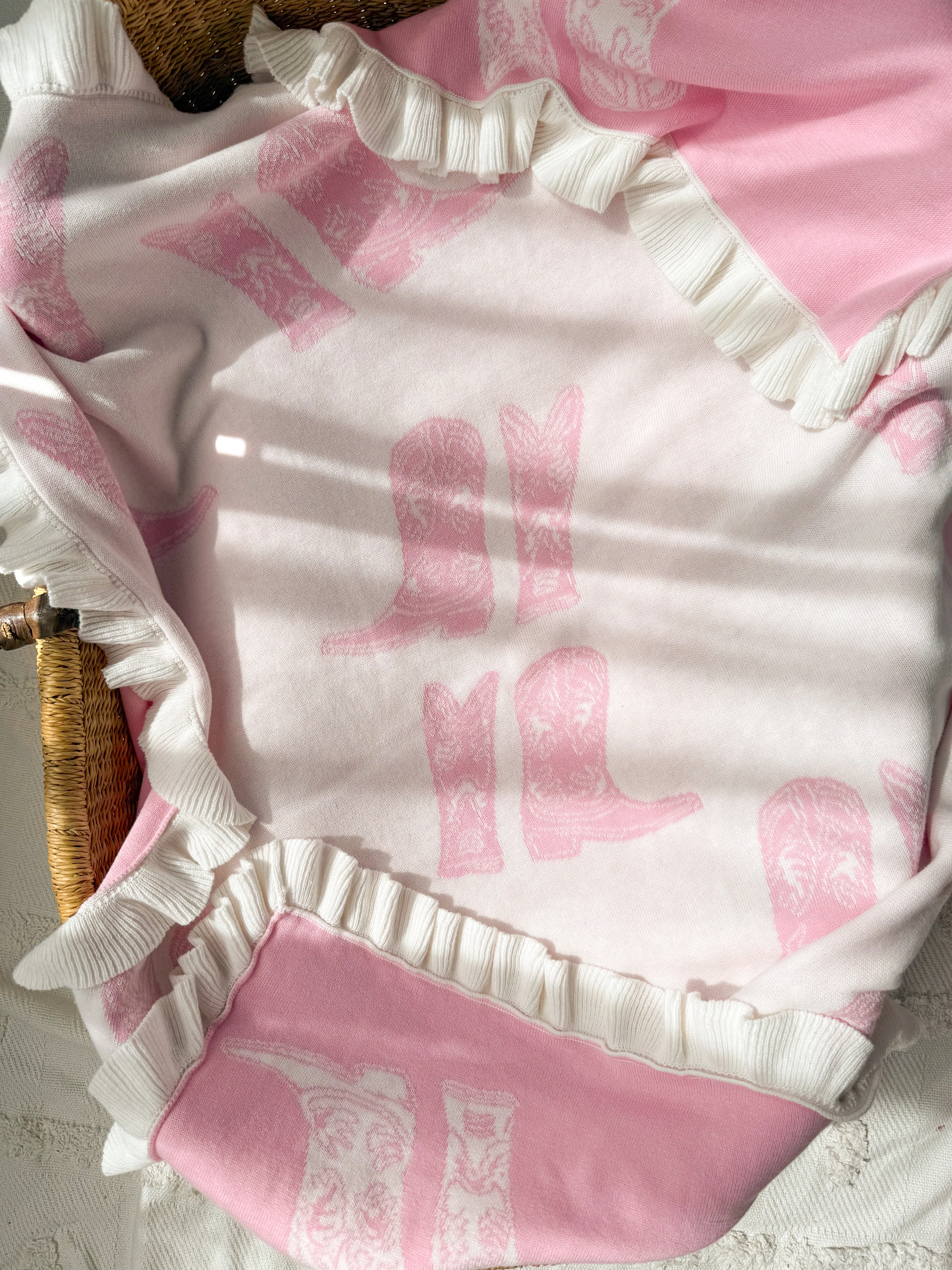 Knit Blanket | Pink Cowgirl Boots - Image 4