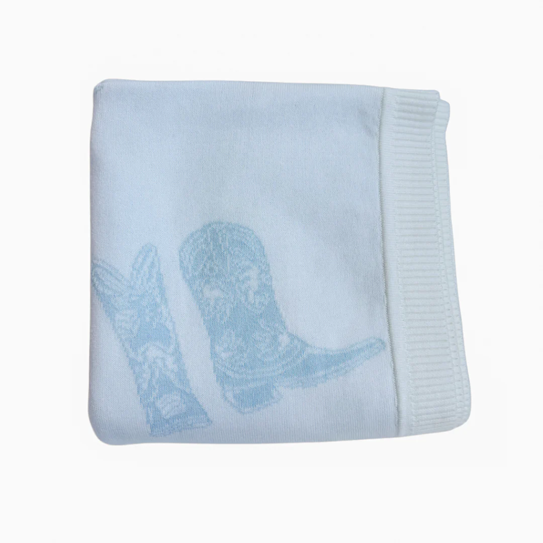 Knit Blanket | Sky Blue Cowboy Boots - Image 3