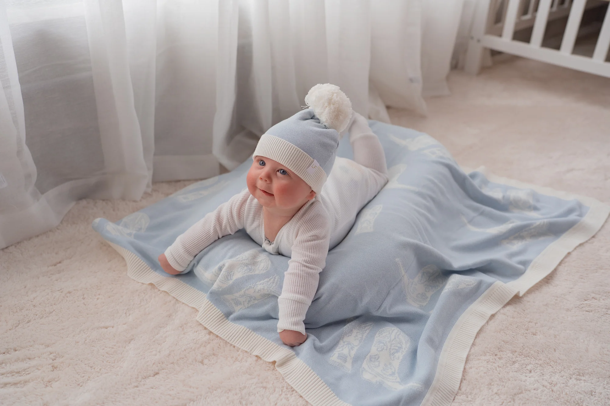 Knit Blanket | Sky Blue Cowboy Boots - Image 5