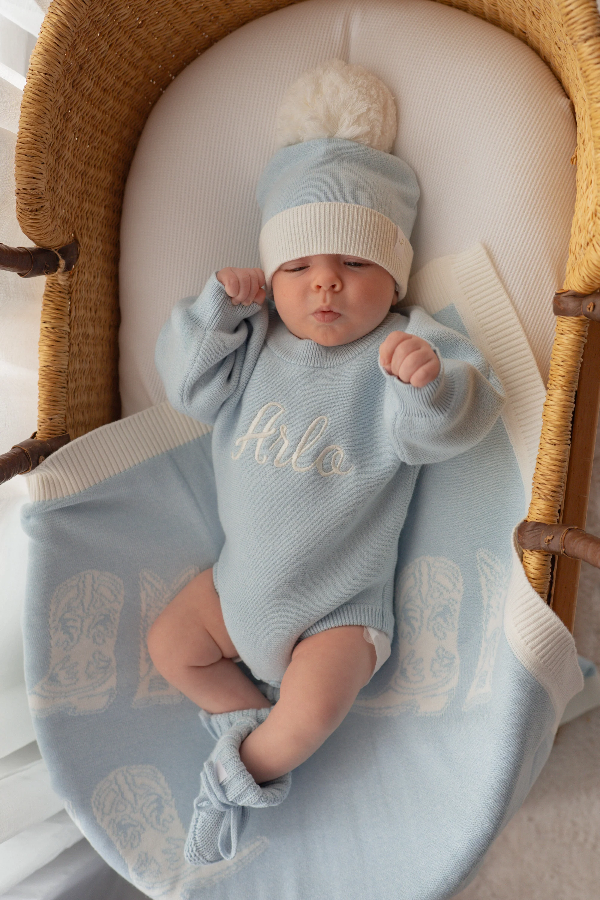 Knit Blanket | Sky Blue Cowboy Boots - Image 6