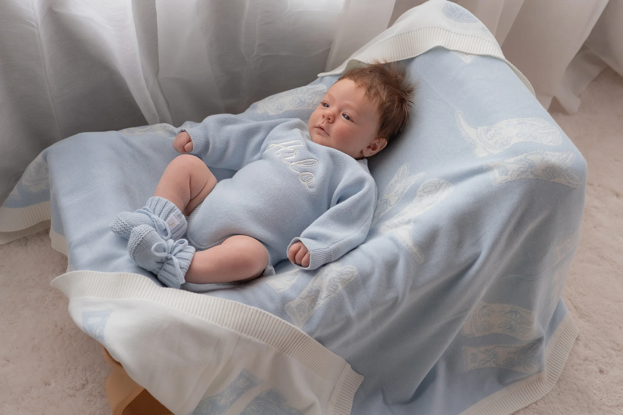 Knit Blanket | Sky Blue Cowboy Boots - Image 9