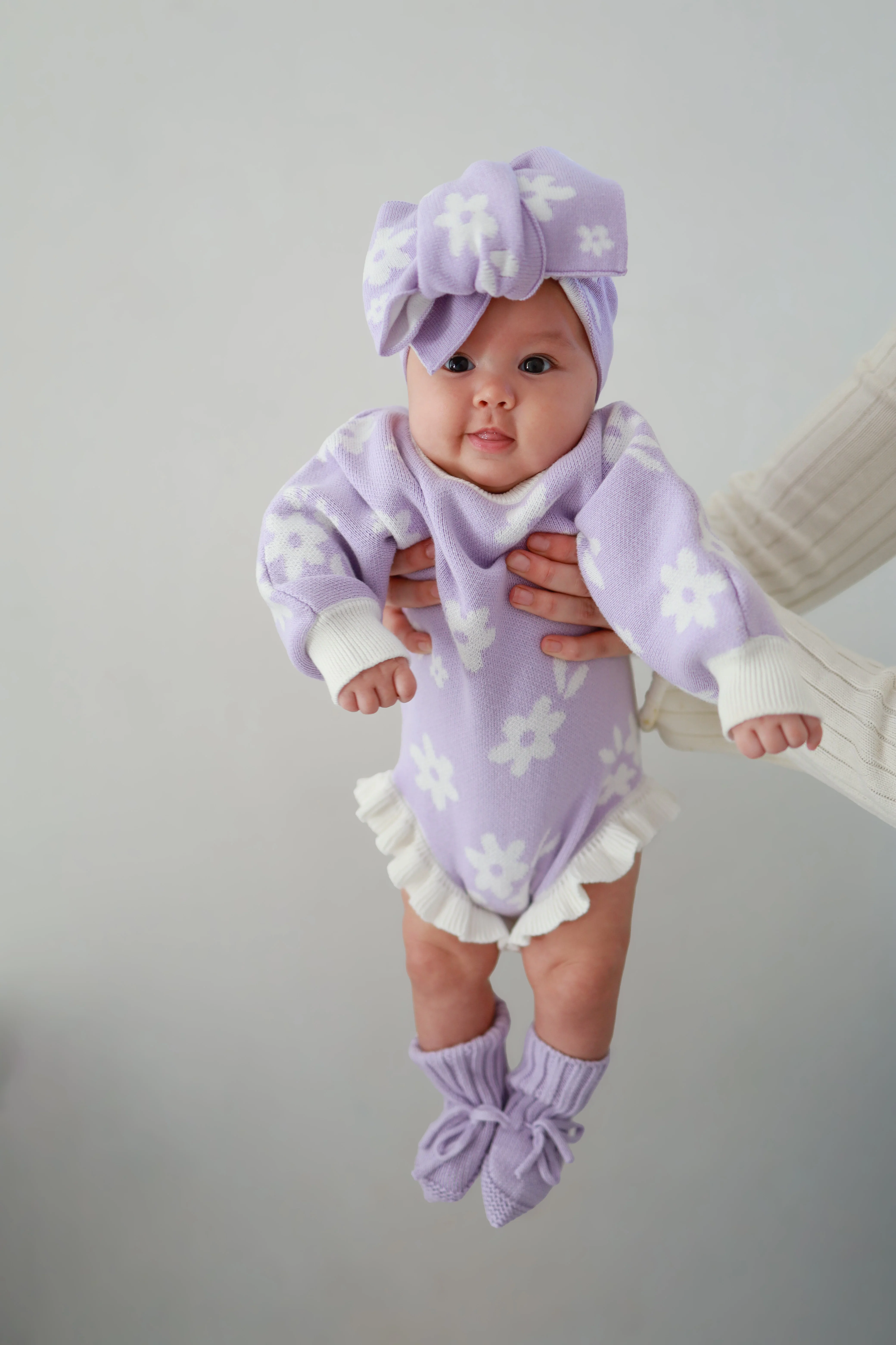 Frill Knit Romper | Daisy Floral Lilac - Image 6