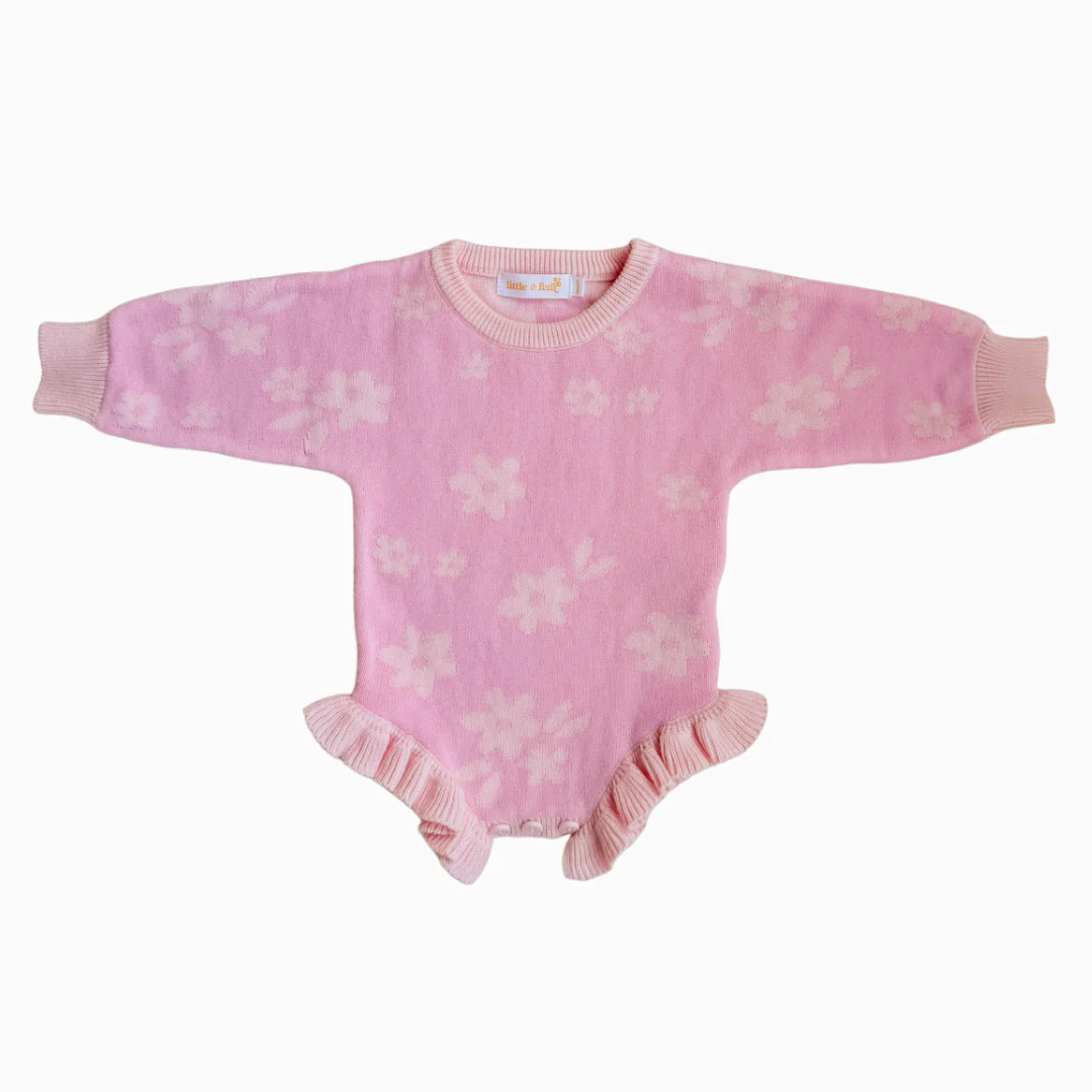 Knit Romper | Daisy Floral Pink - Image 3