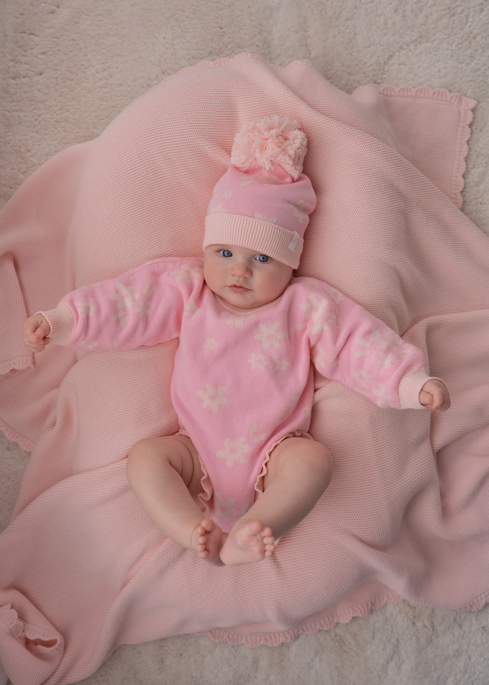 Knit Romper | Daisy Floral Pink - Image 4