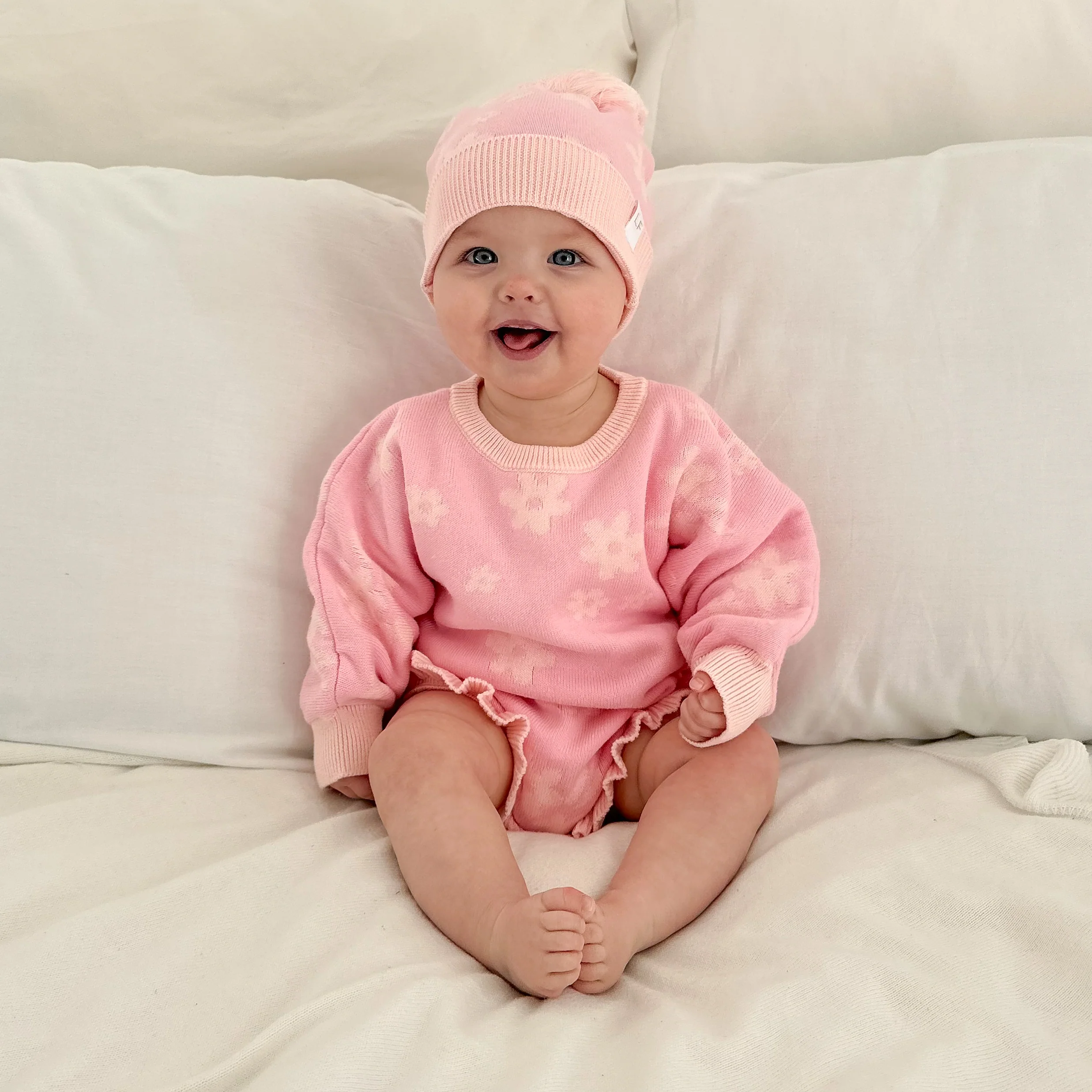 Knit Romper | Daisy Floral Pink - Image 9
