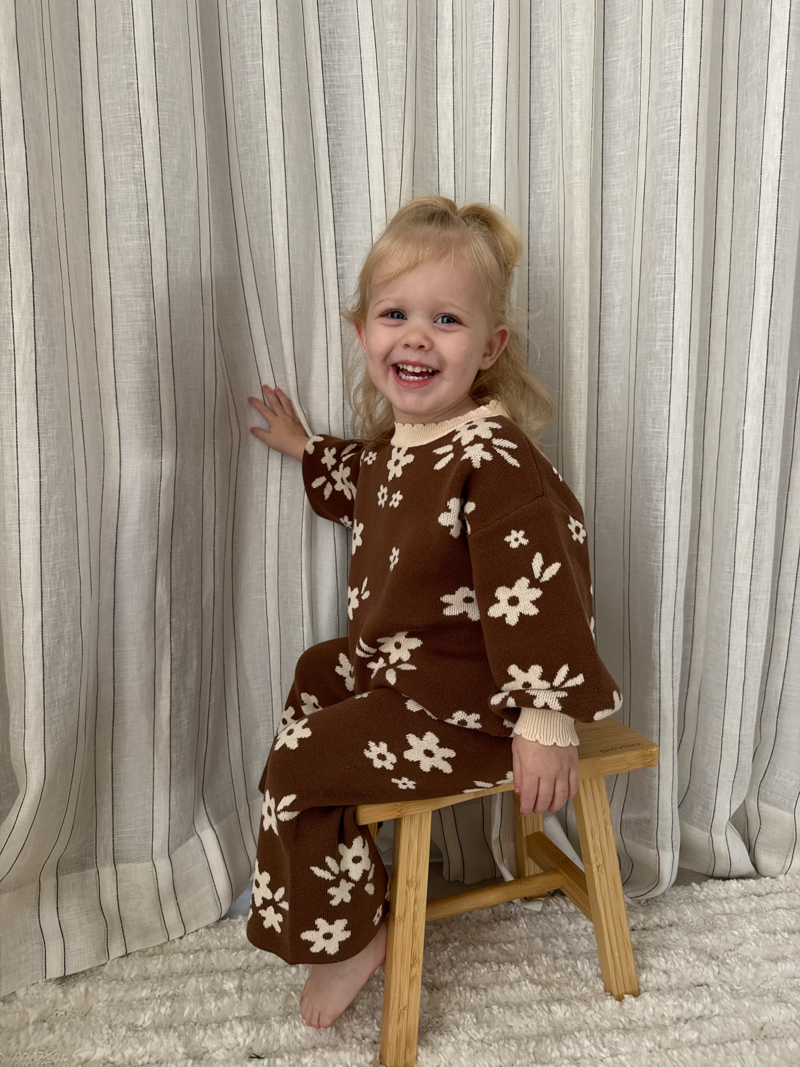 Knit Set | Daisy Floral Chocolate - Image 3
