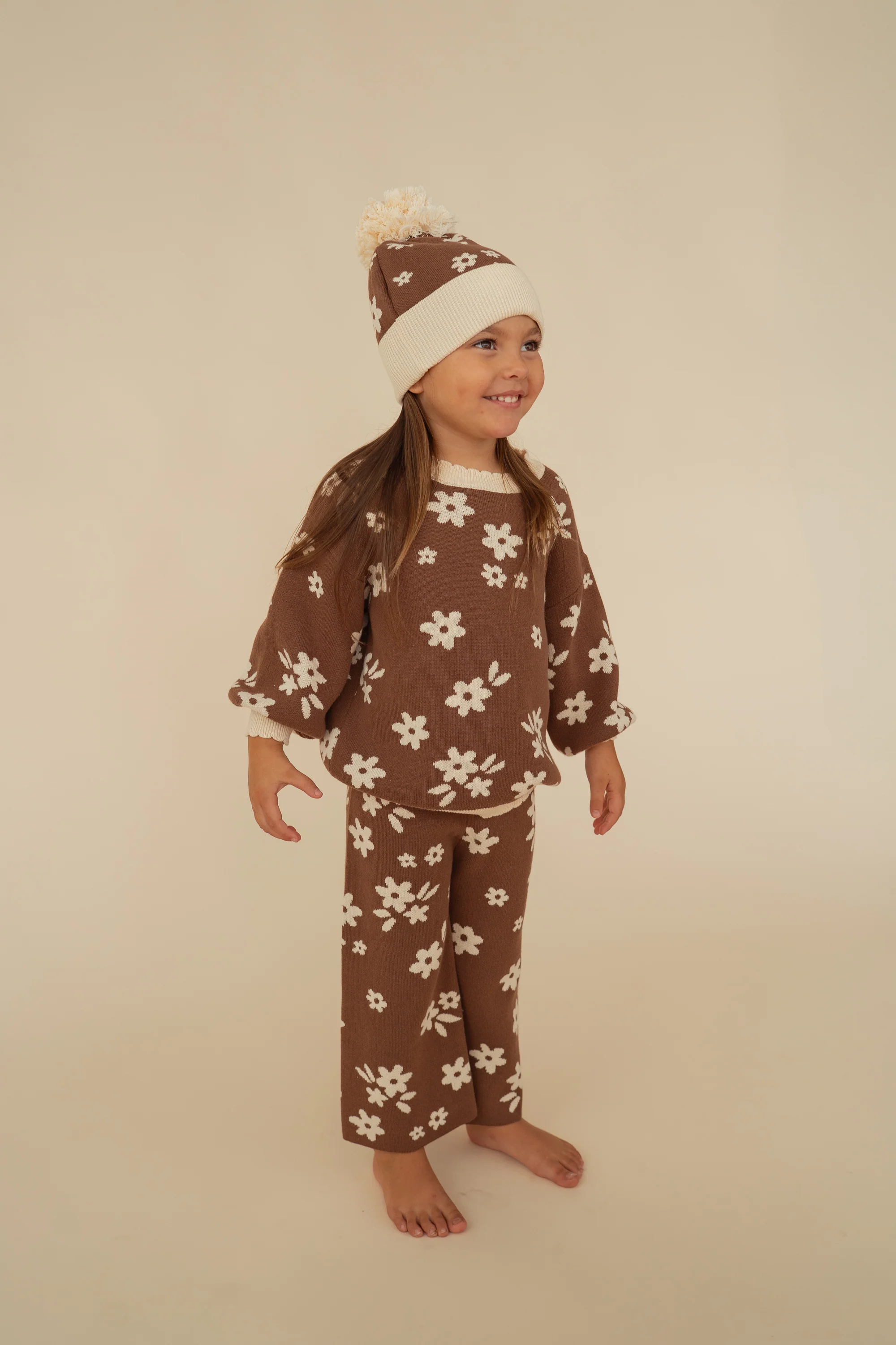 Knit Set | Daisy Floral Chocolate - Image 4
