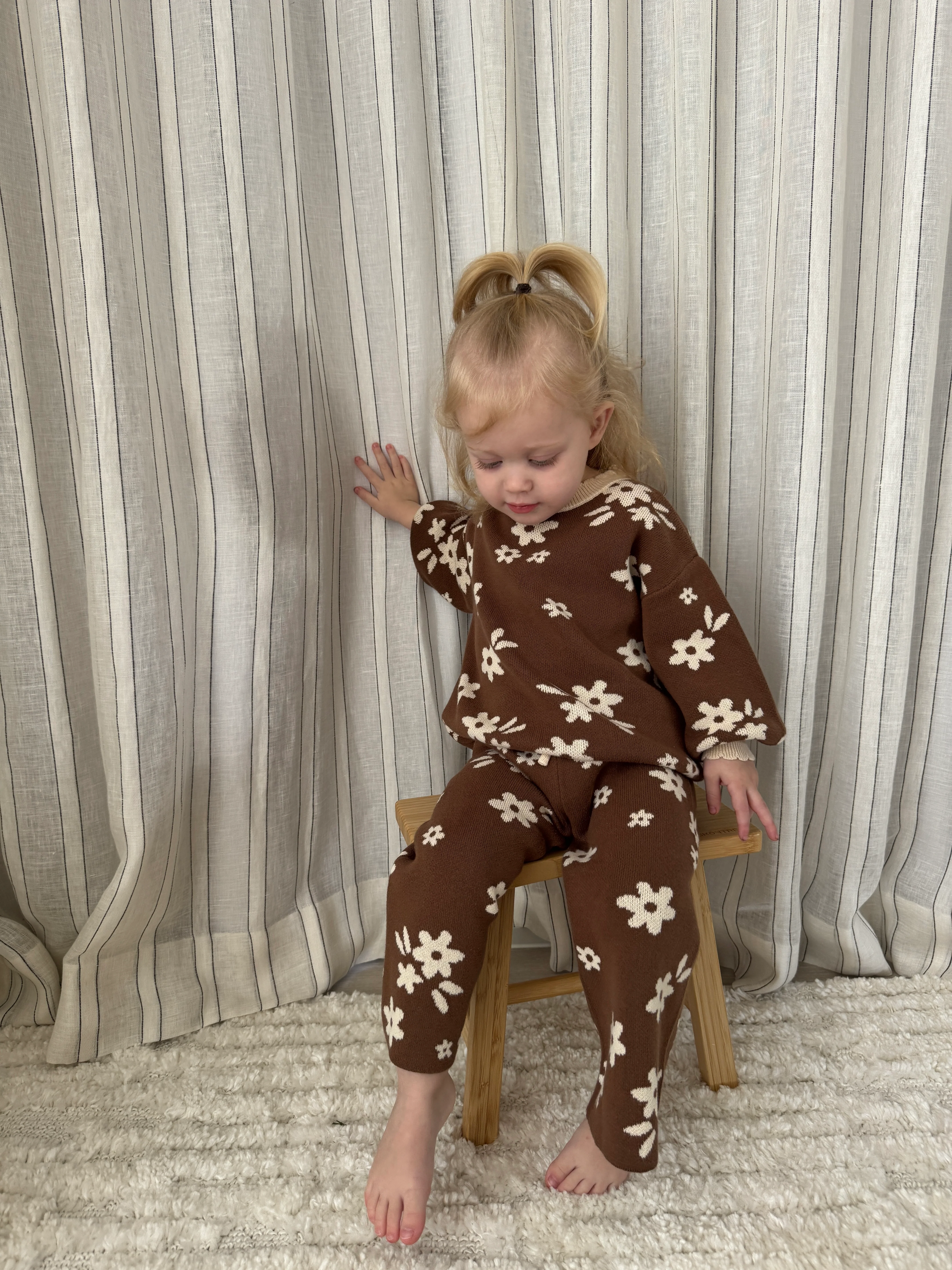 Knit Set | Daisy Floral Chocolate - Image 5