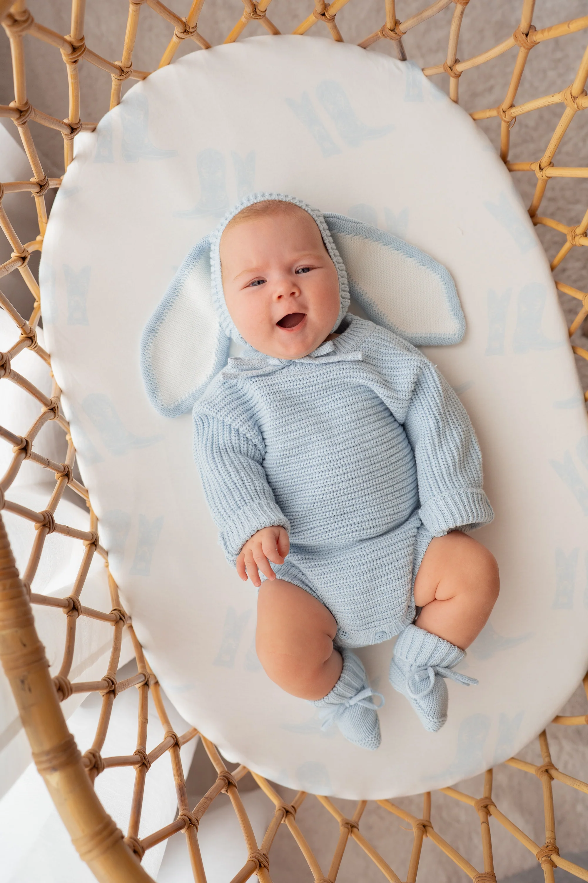 Knitted Bunny Bonnet | Sky Blue - Image 10