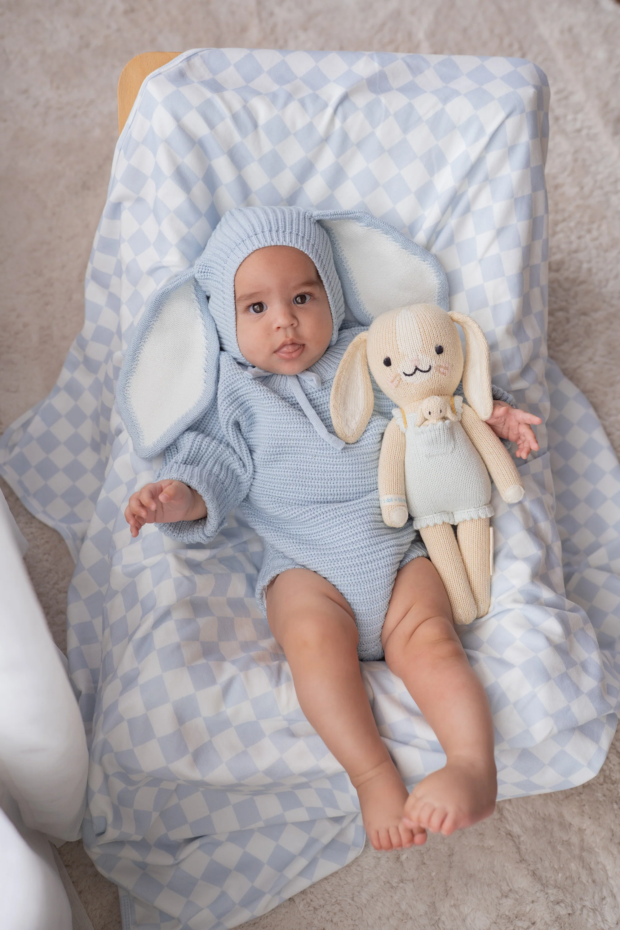 Knitted Bunny Bonnet | Sky Blue - Image 8