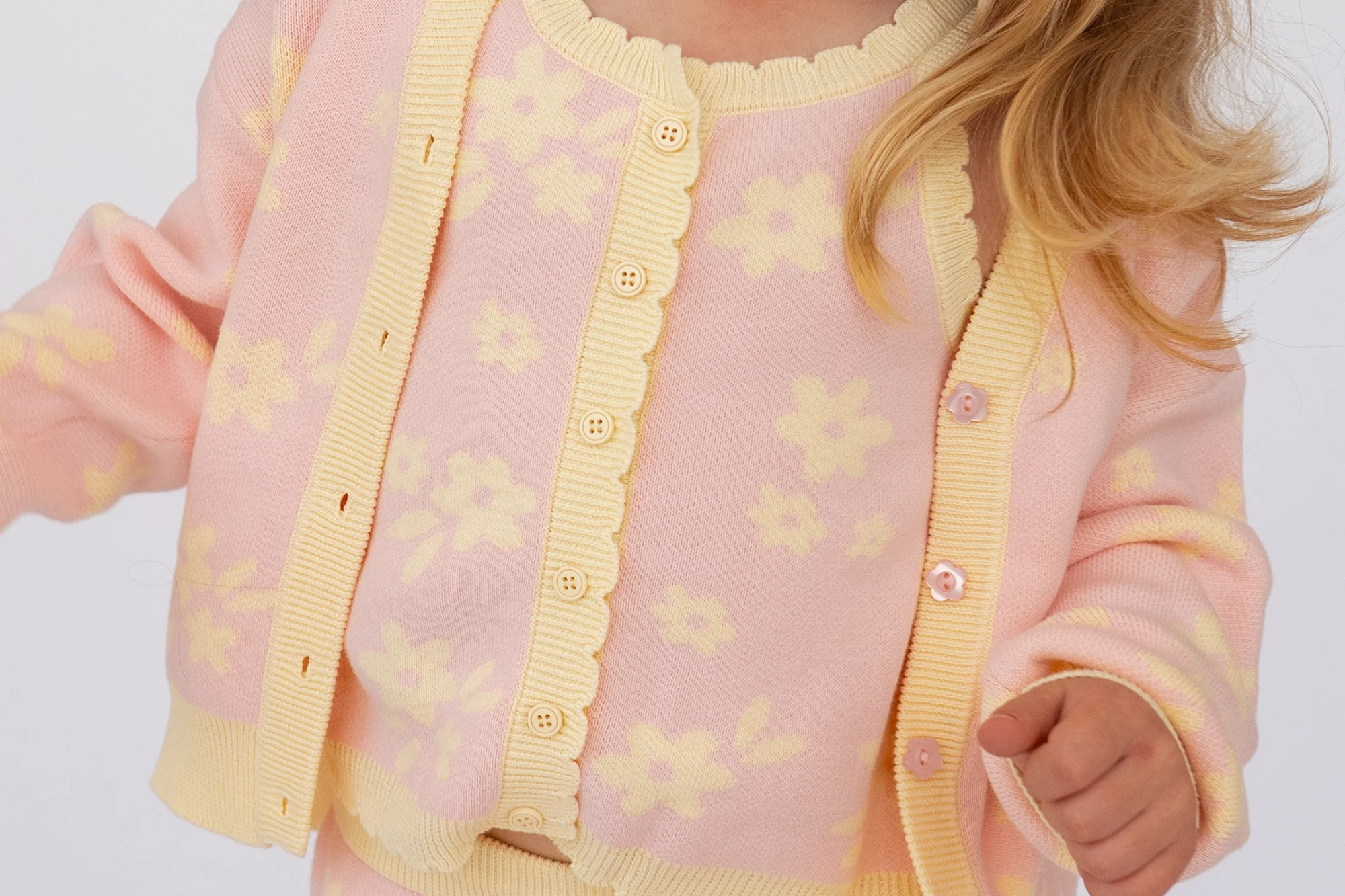 Knitted Cardigan | Daisy Floral Lemon - Image 11