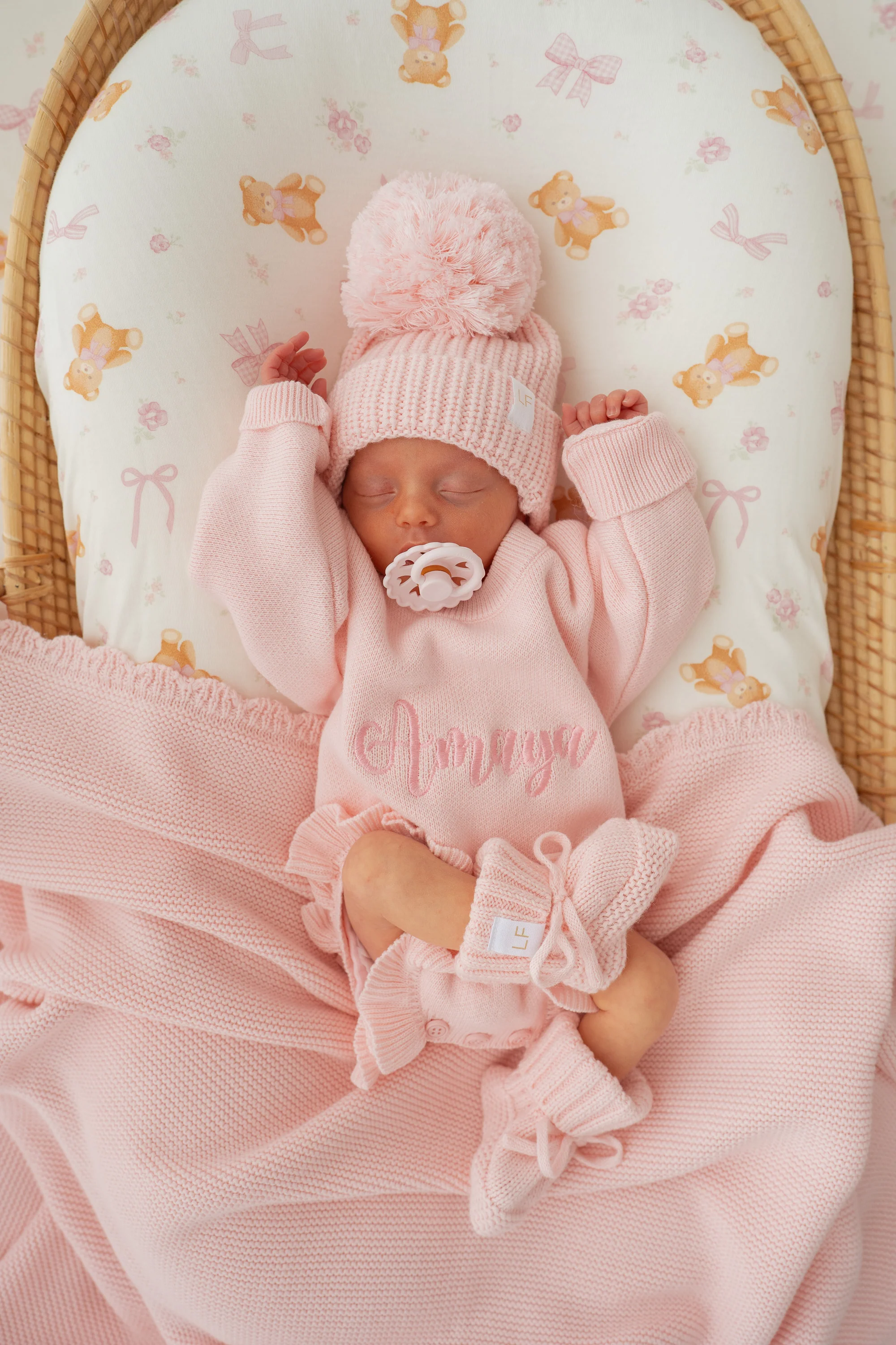 Knitted Pom Beanie | Baby Pink *MAY PRE-ORDER* - Image 3