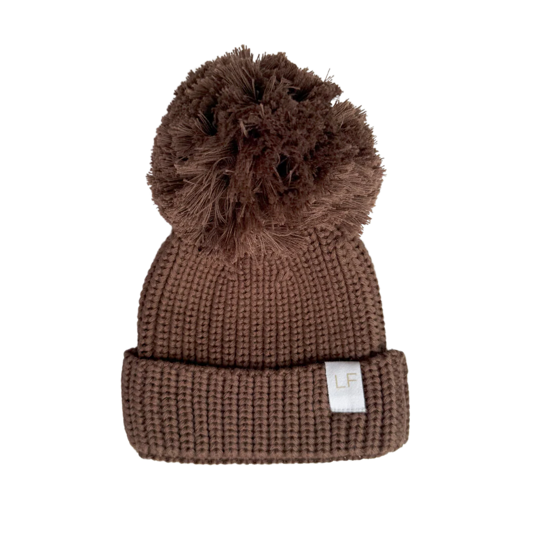 Knitted Pom Beanie | Chocolate - Image 2