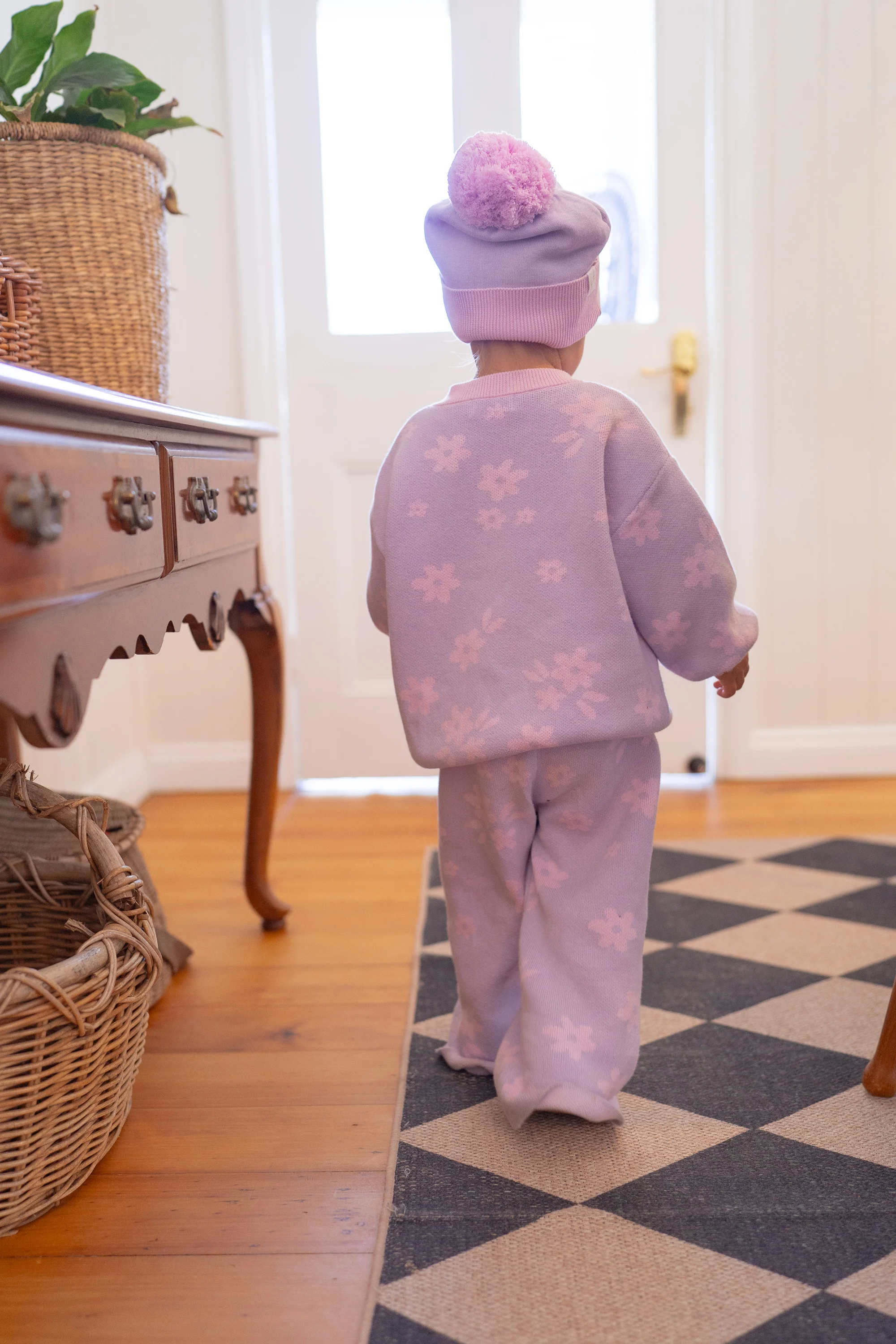 Knitted Pom Beanie | Pastel Lilac Duo Tone - Image 5