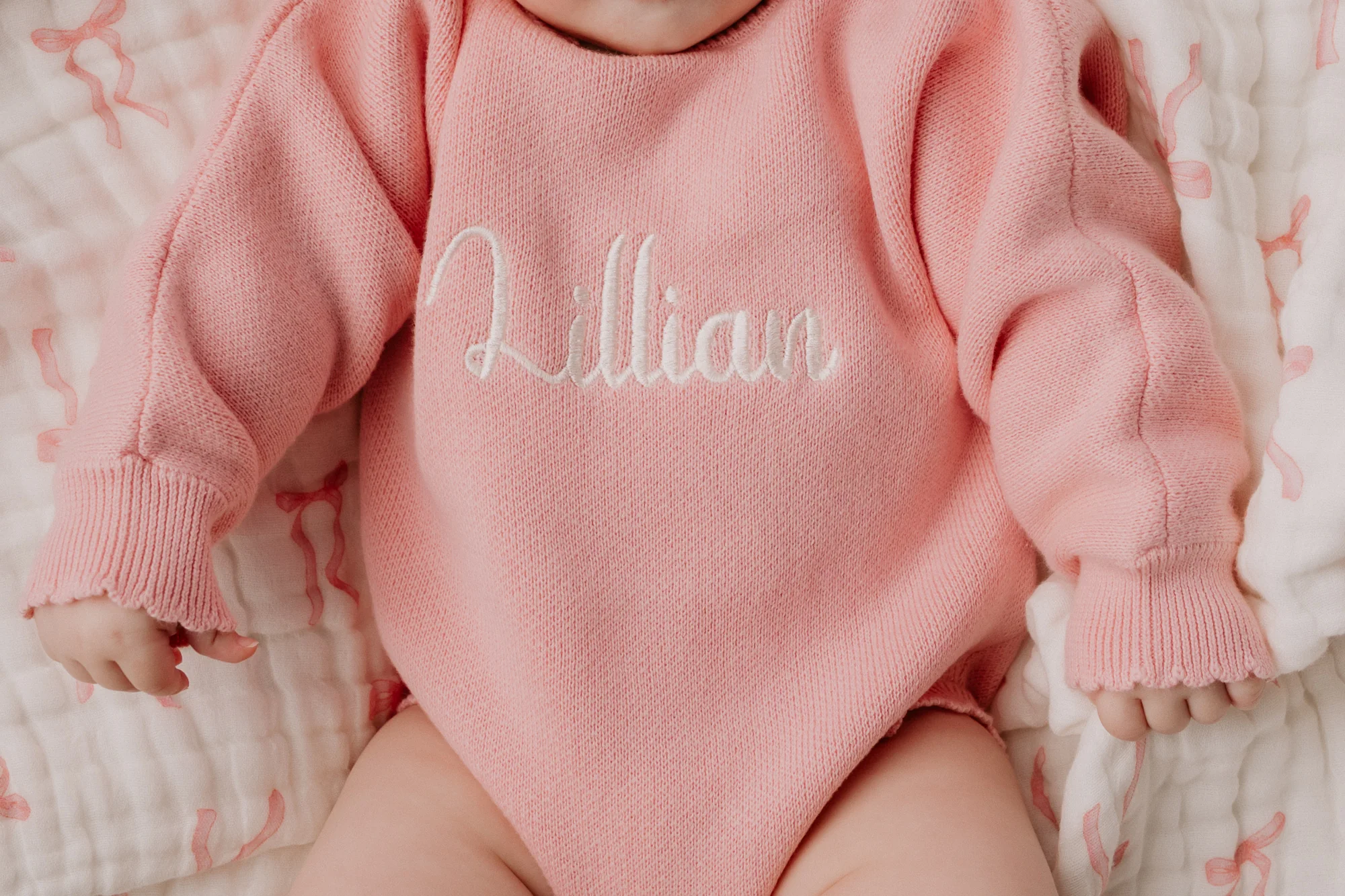 Scalloped Knit Romper | Peony - Image 3