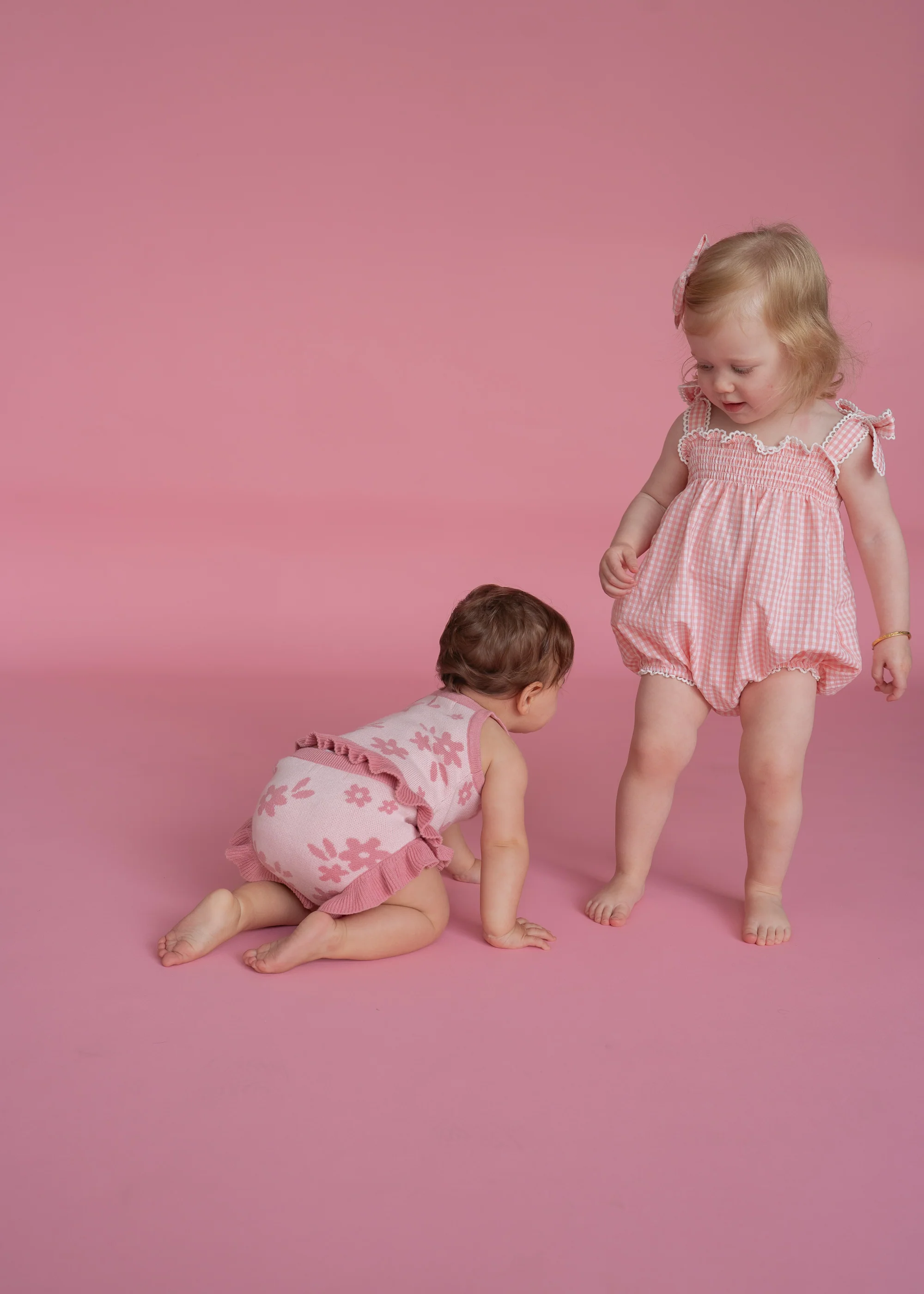 Tie Bubble Romper | Pink Gingham - Image 7