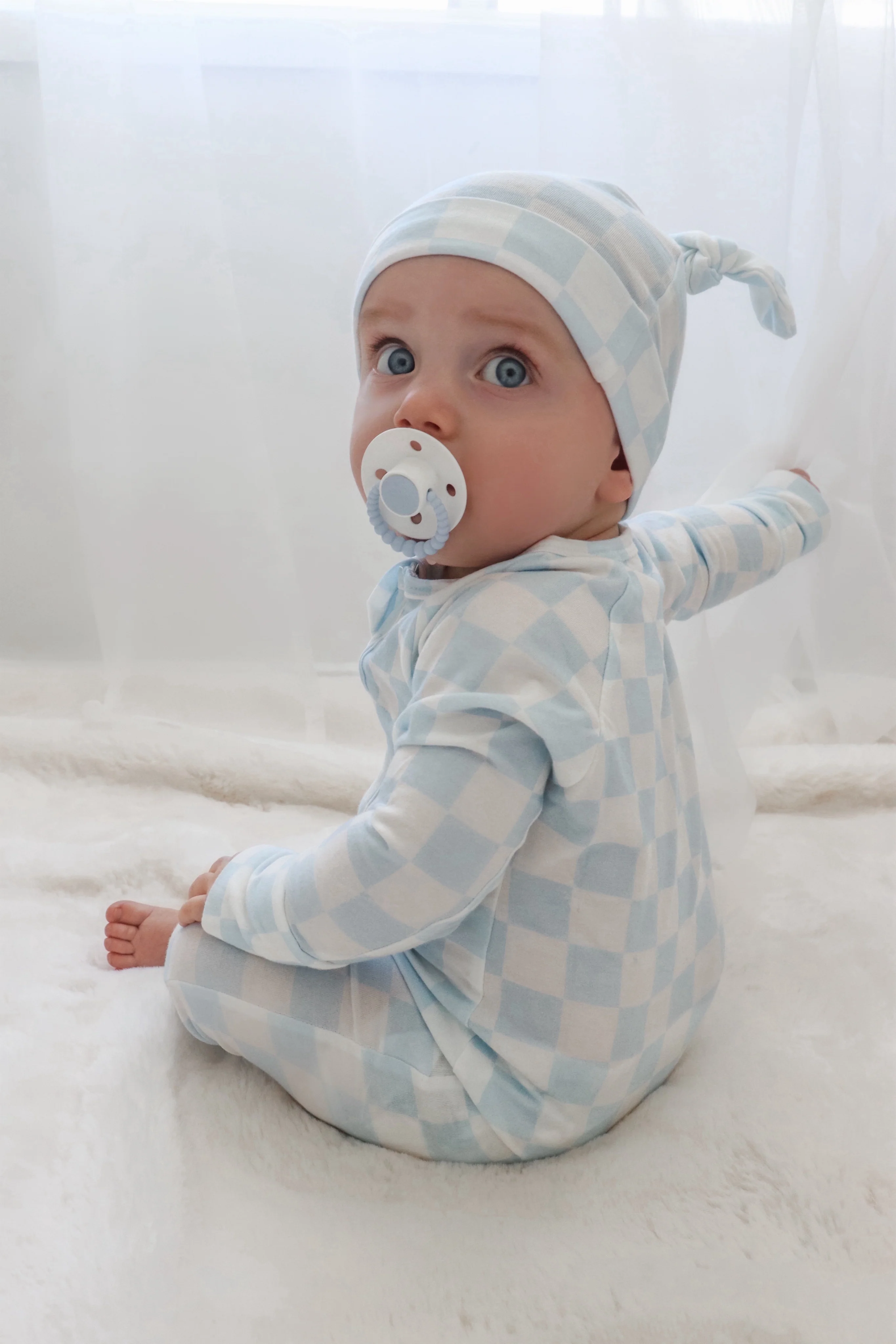 Zip Romper | Blue Checker - Image 2