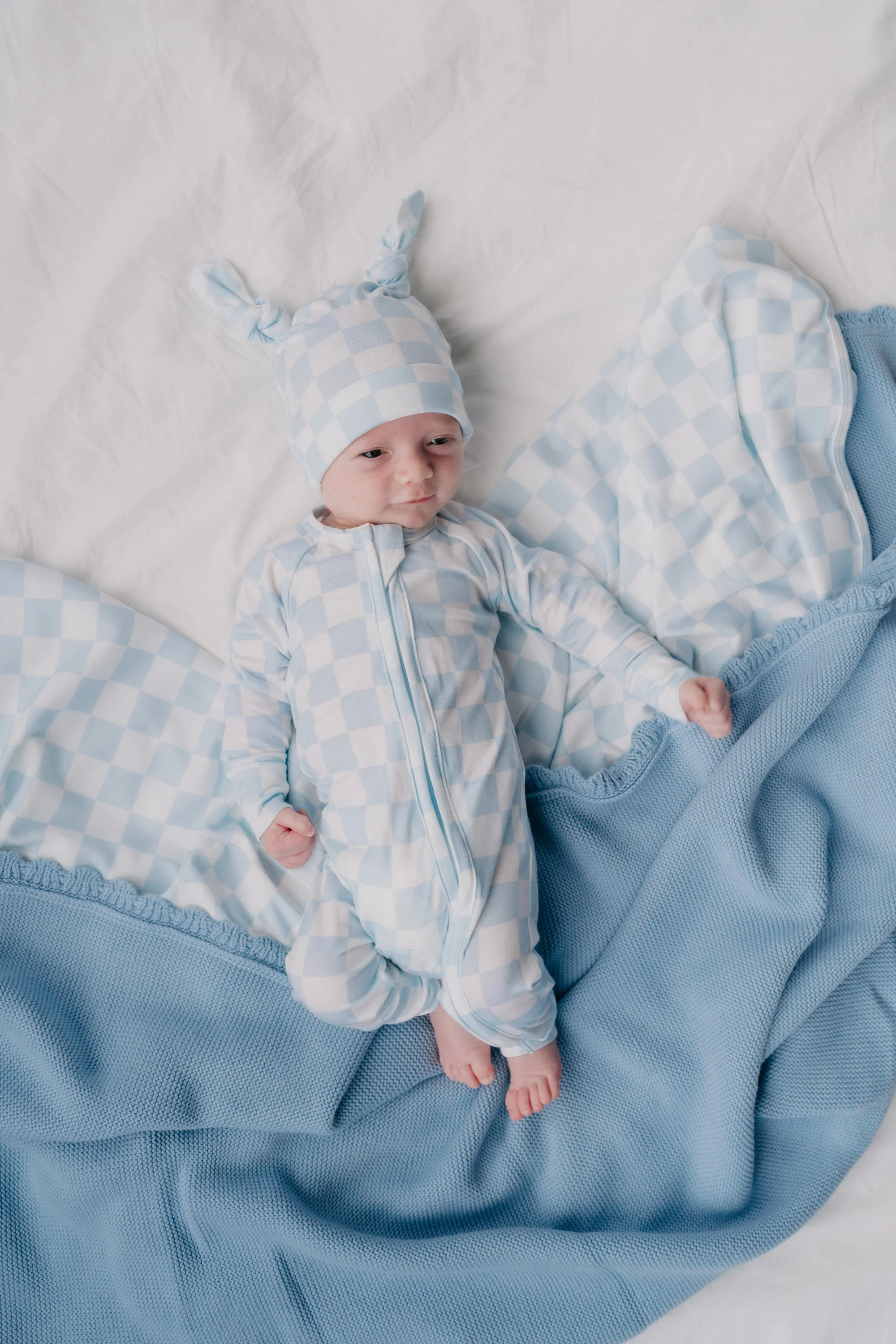 Zip Romper | Blue Checker - Image 8