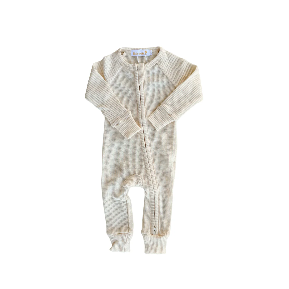 Zip Romper | Cream Waffle (NO FRILL) - Image 3